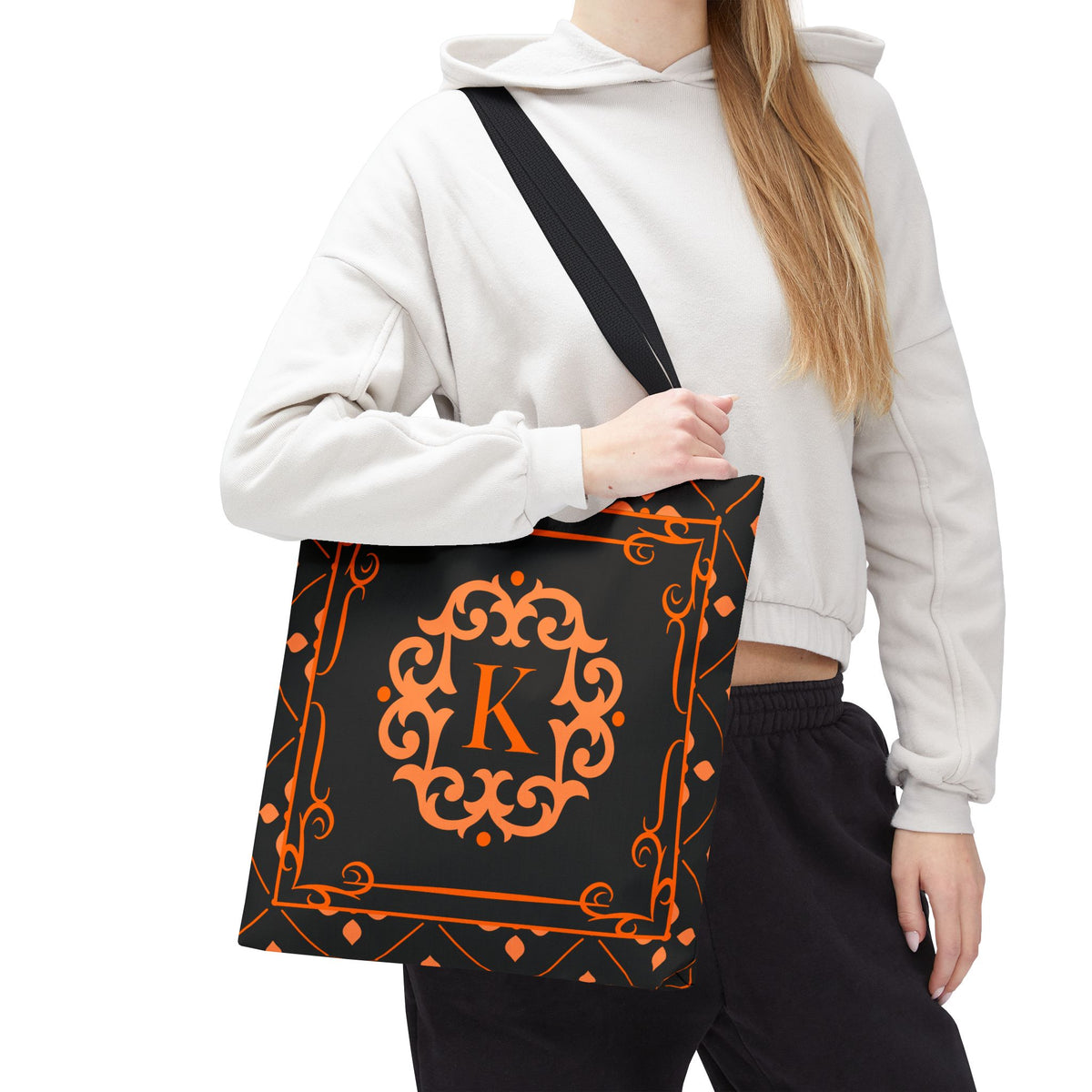 Monogram Halloween Motif Tote Bag 16x16