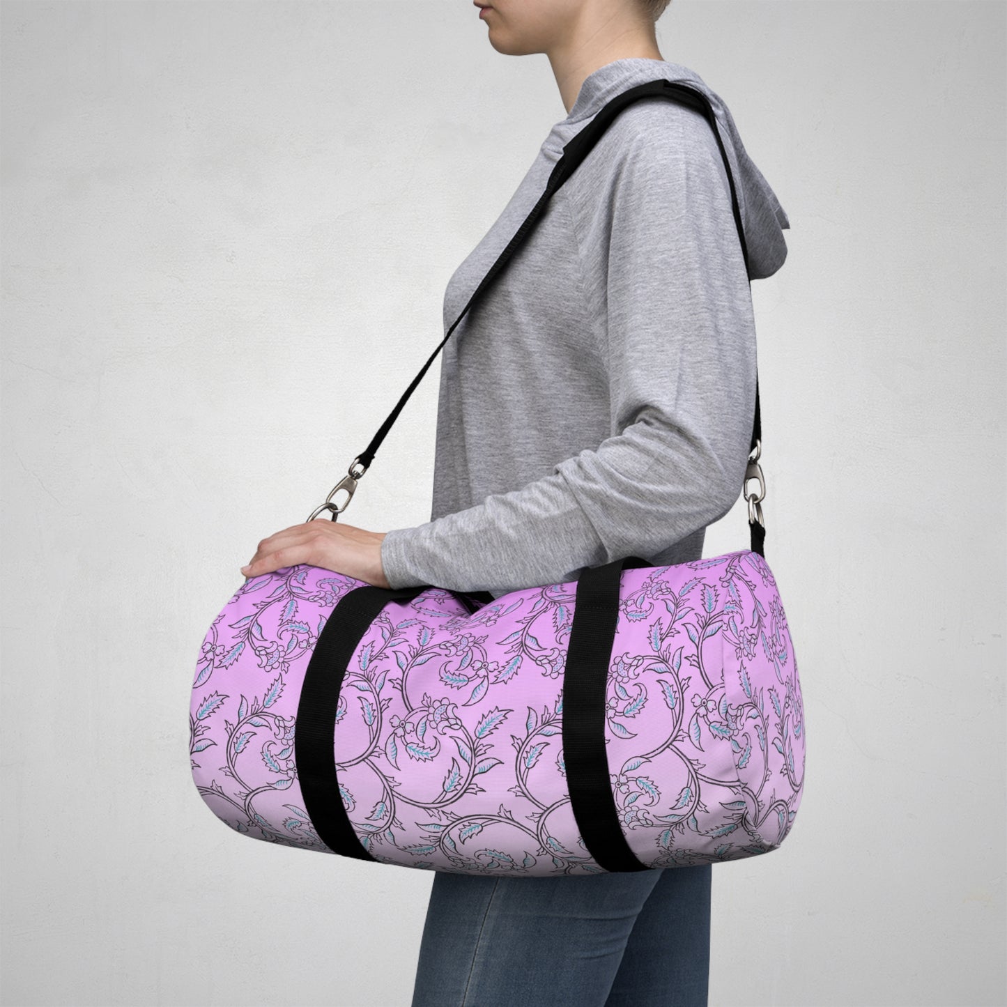 Pink Floral Vine Duffel Bag