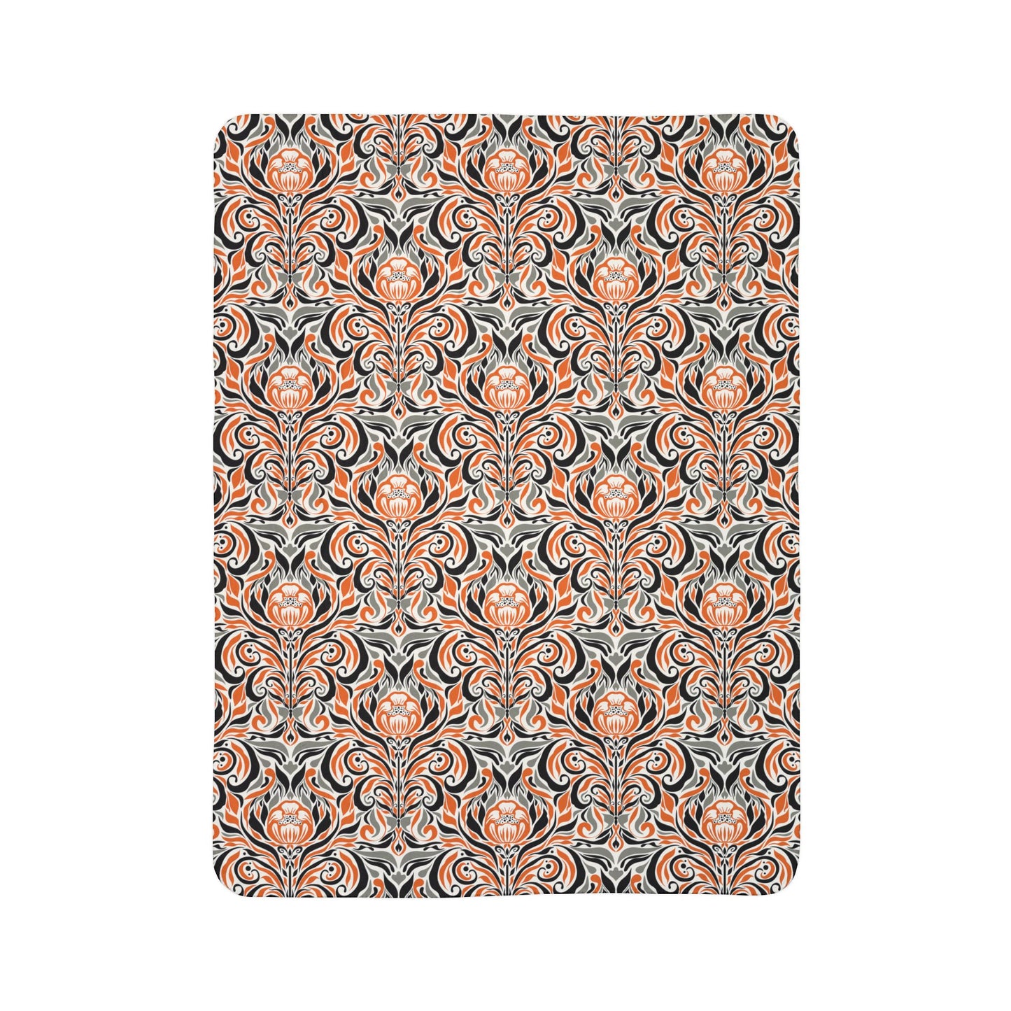 Fall Damask Fleece Sherpa Blanket