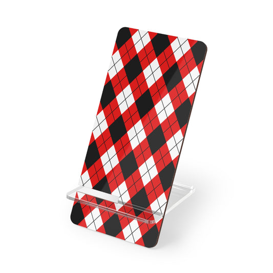 Red & Black Argyle Smartphone Stand
