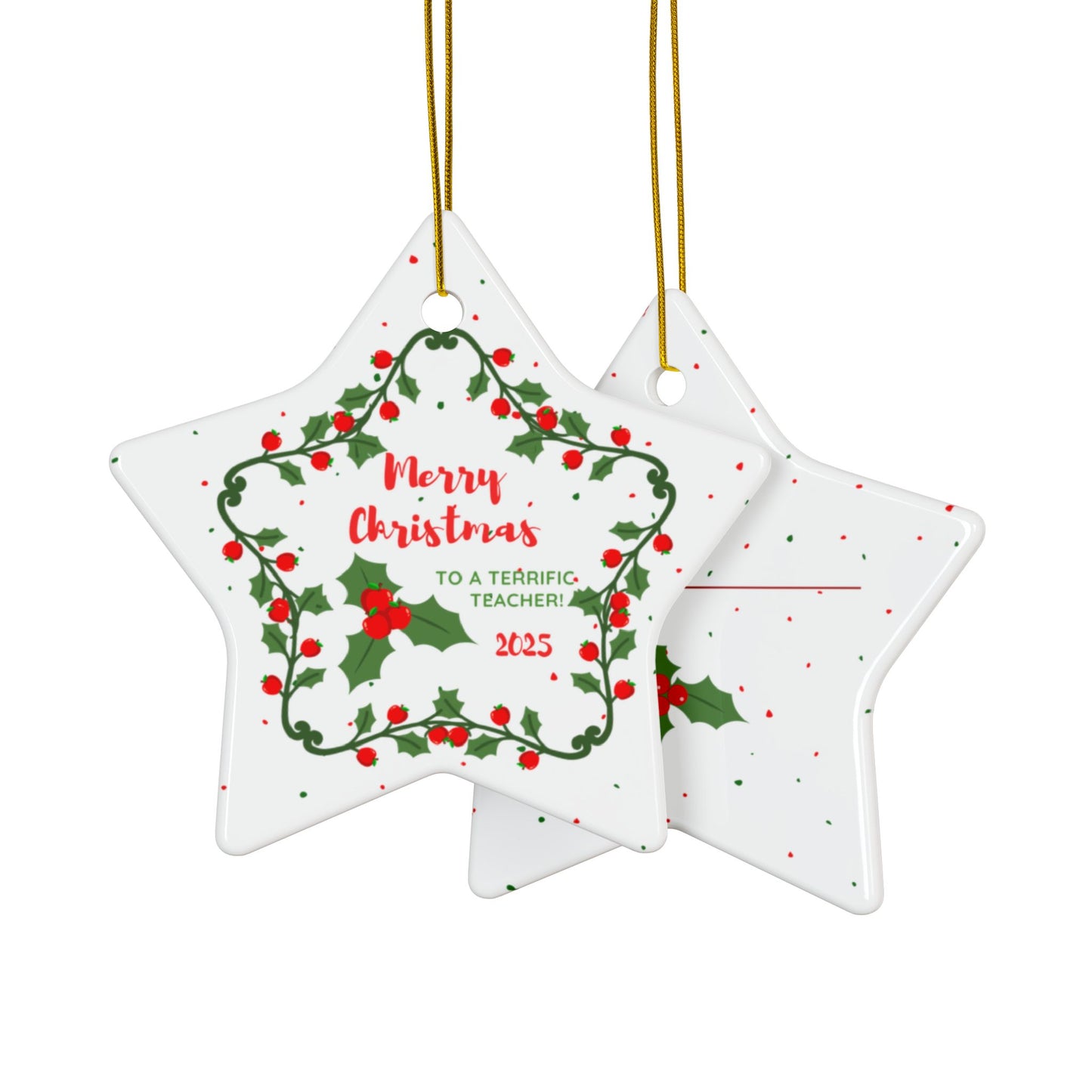 Apple Holly Christmas Ornament