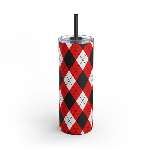 Red & Black Argyle Tumbler, 20oz
