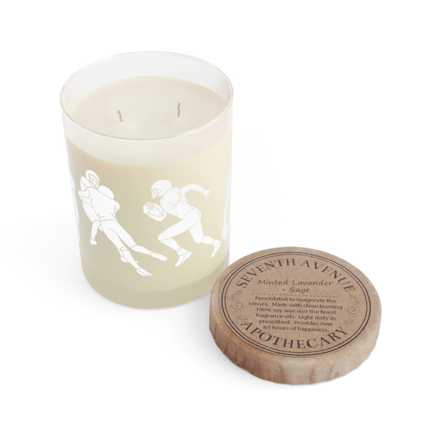 Football Silhouette Candle, Minted Lavender & Sage, 11oz