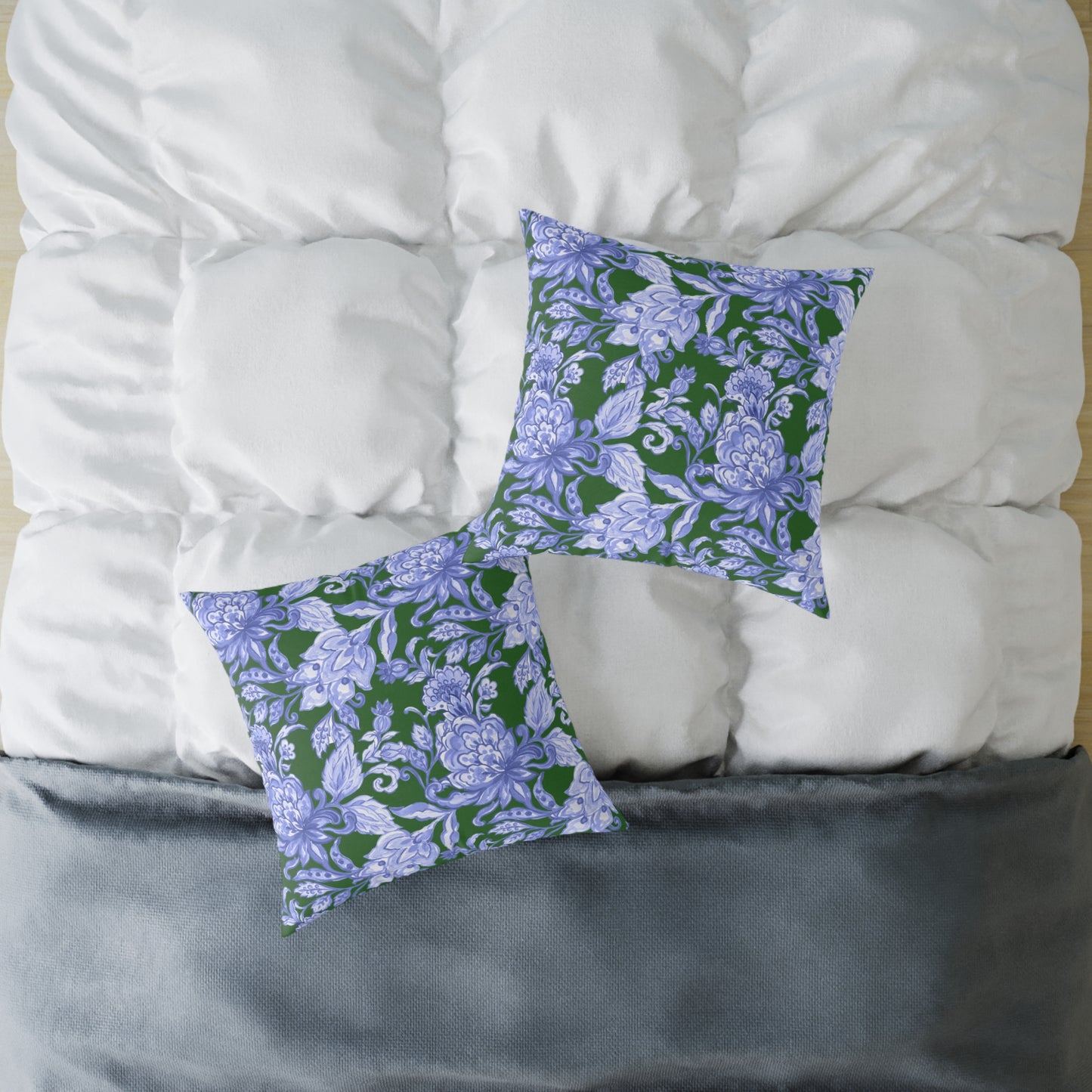 Blue Floral Decorative Pillow