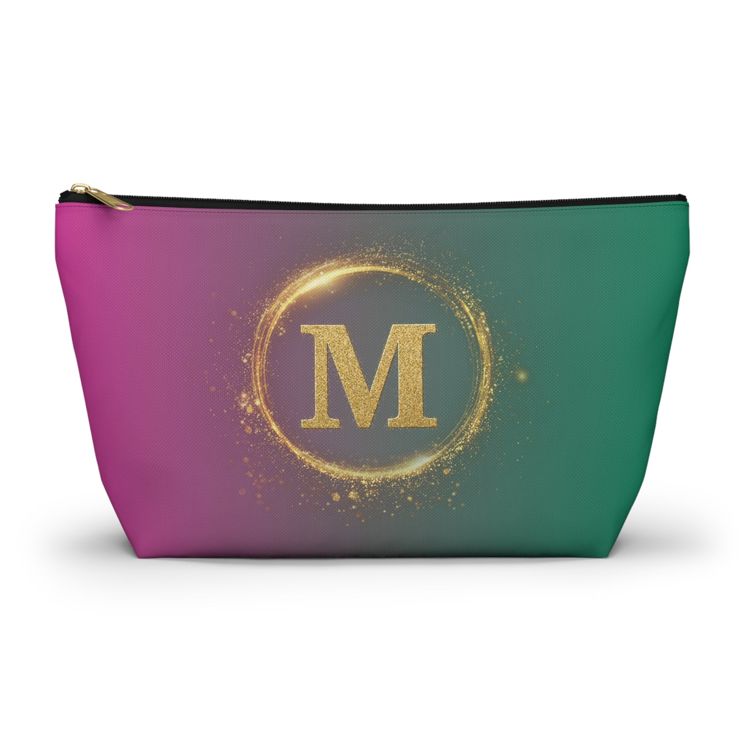Pink & Green Ombre Monogram Makeup Bags