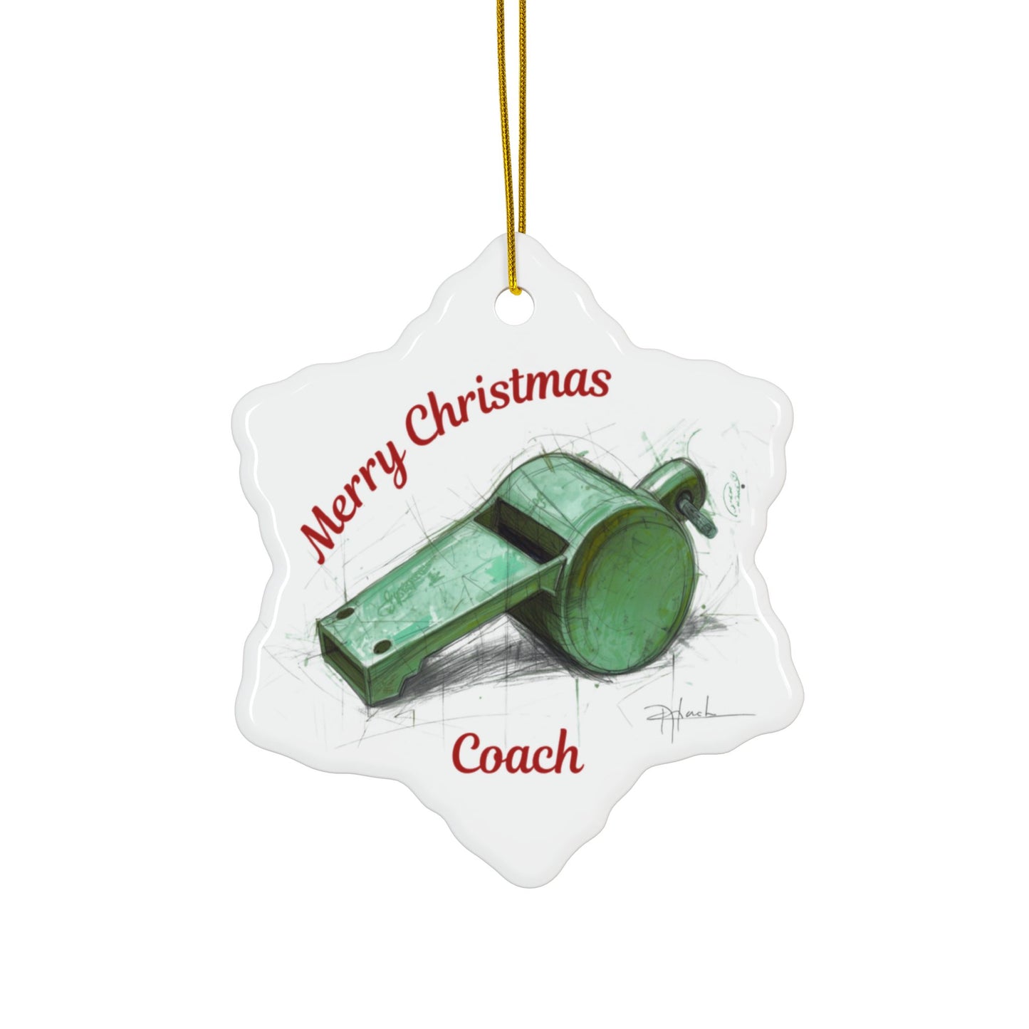 Merry Christmas Coach Ceramic Ornament