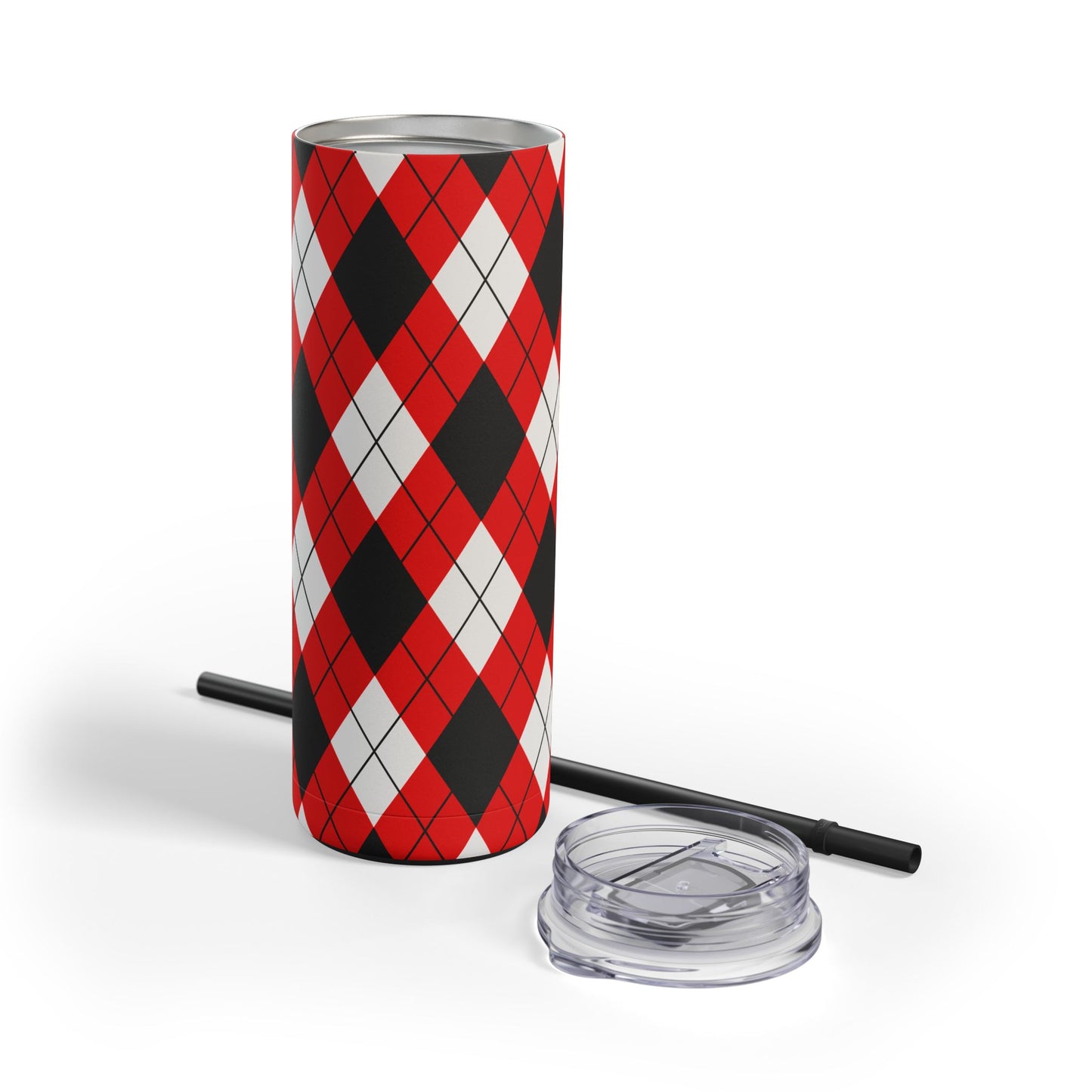 Red & Black Argyle Tumbler, 20oz