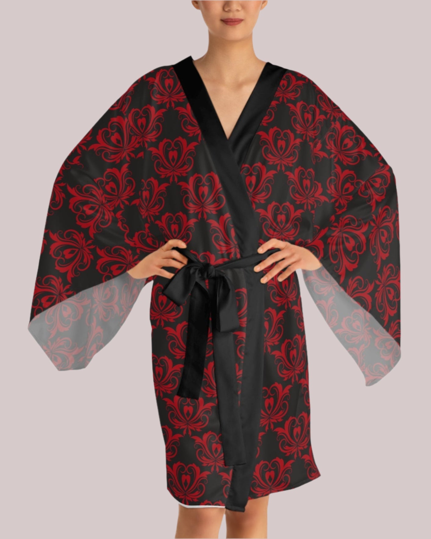 Red and Black Kimono Robe