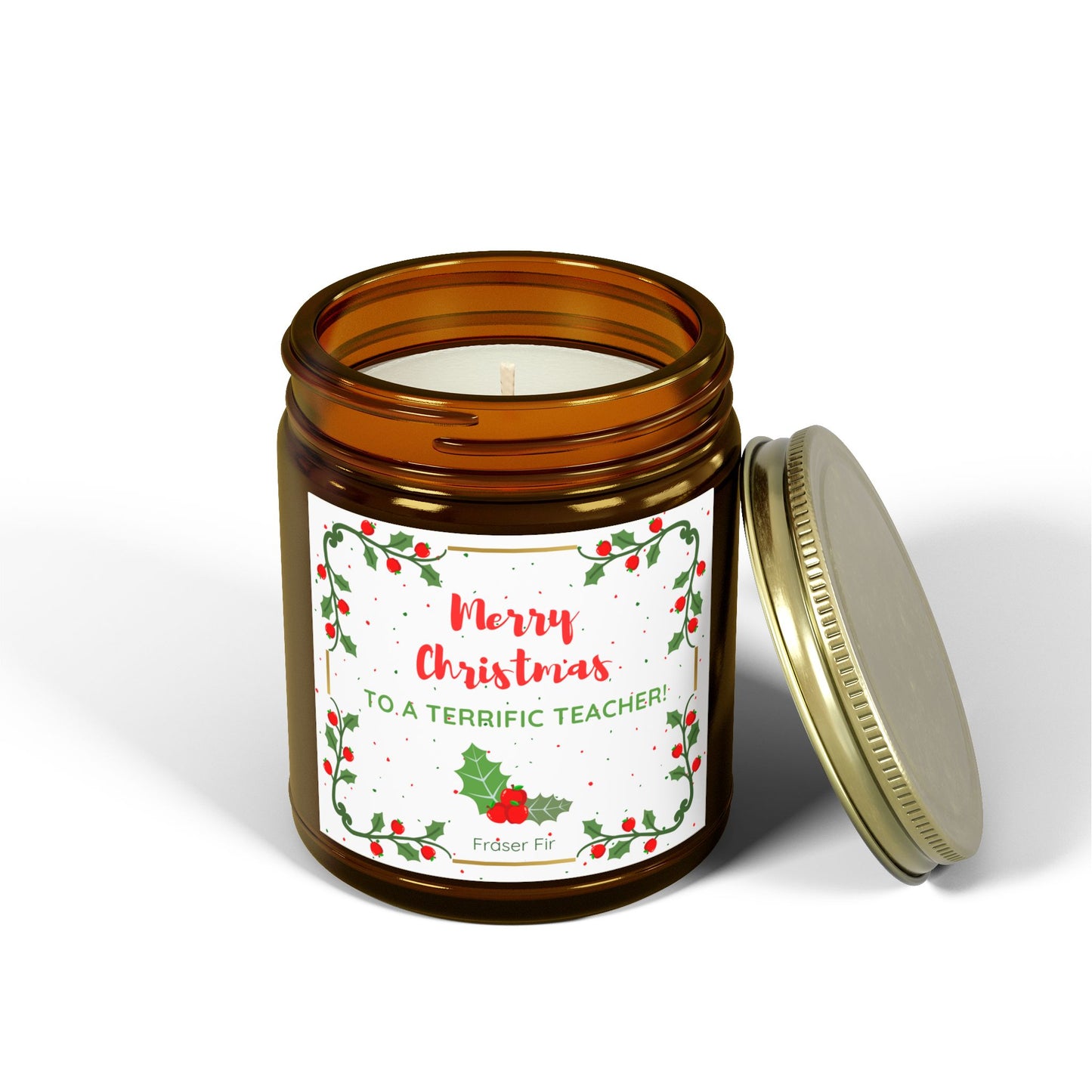 Apple Holly Christmas Candle, Fraser Fir, 9oz