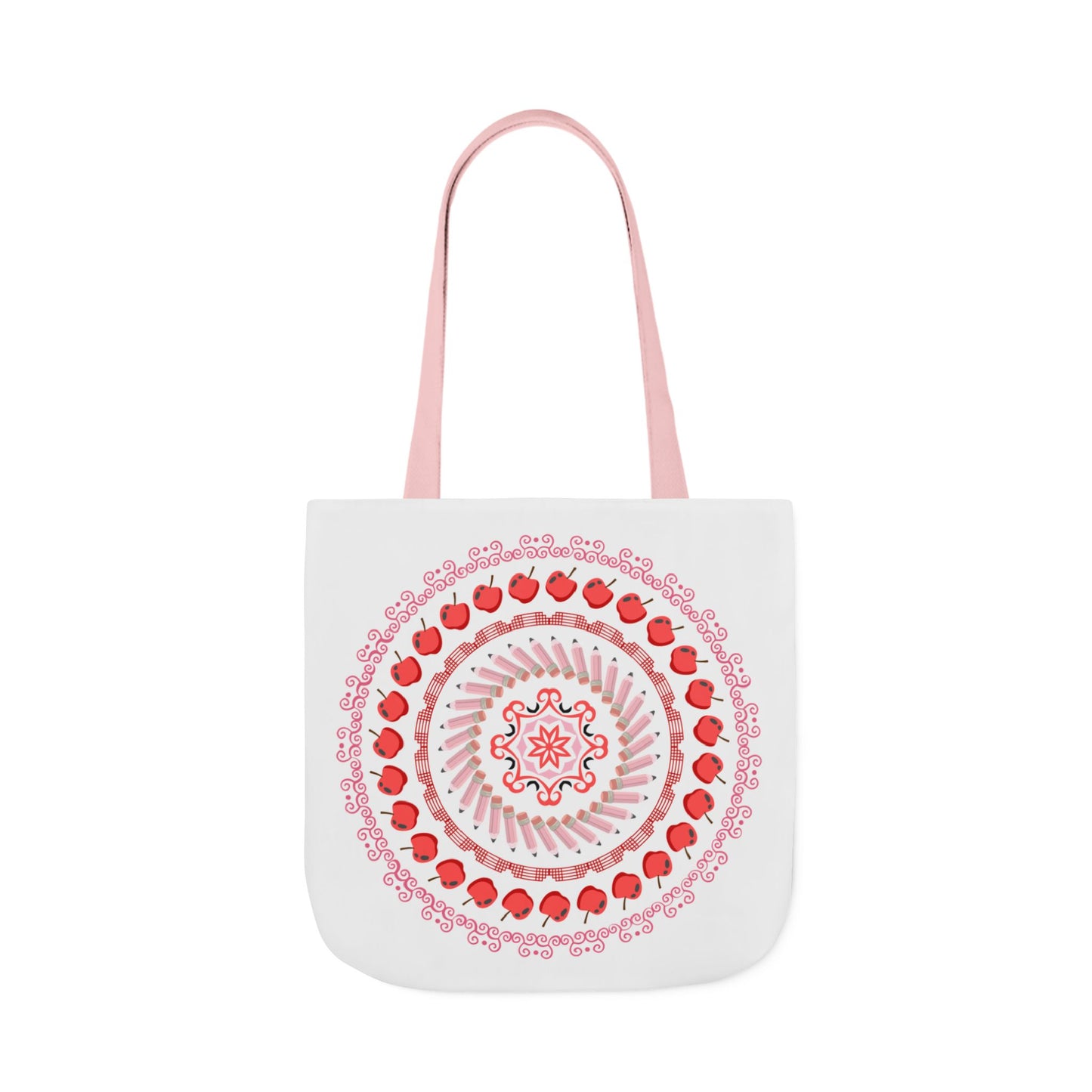 Red Apple Mandala Canvas Tote Bag, 18x18