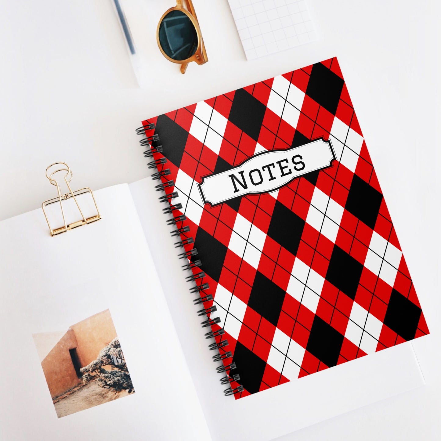 Argyle Red & Black Spiral Notebooks