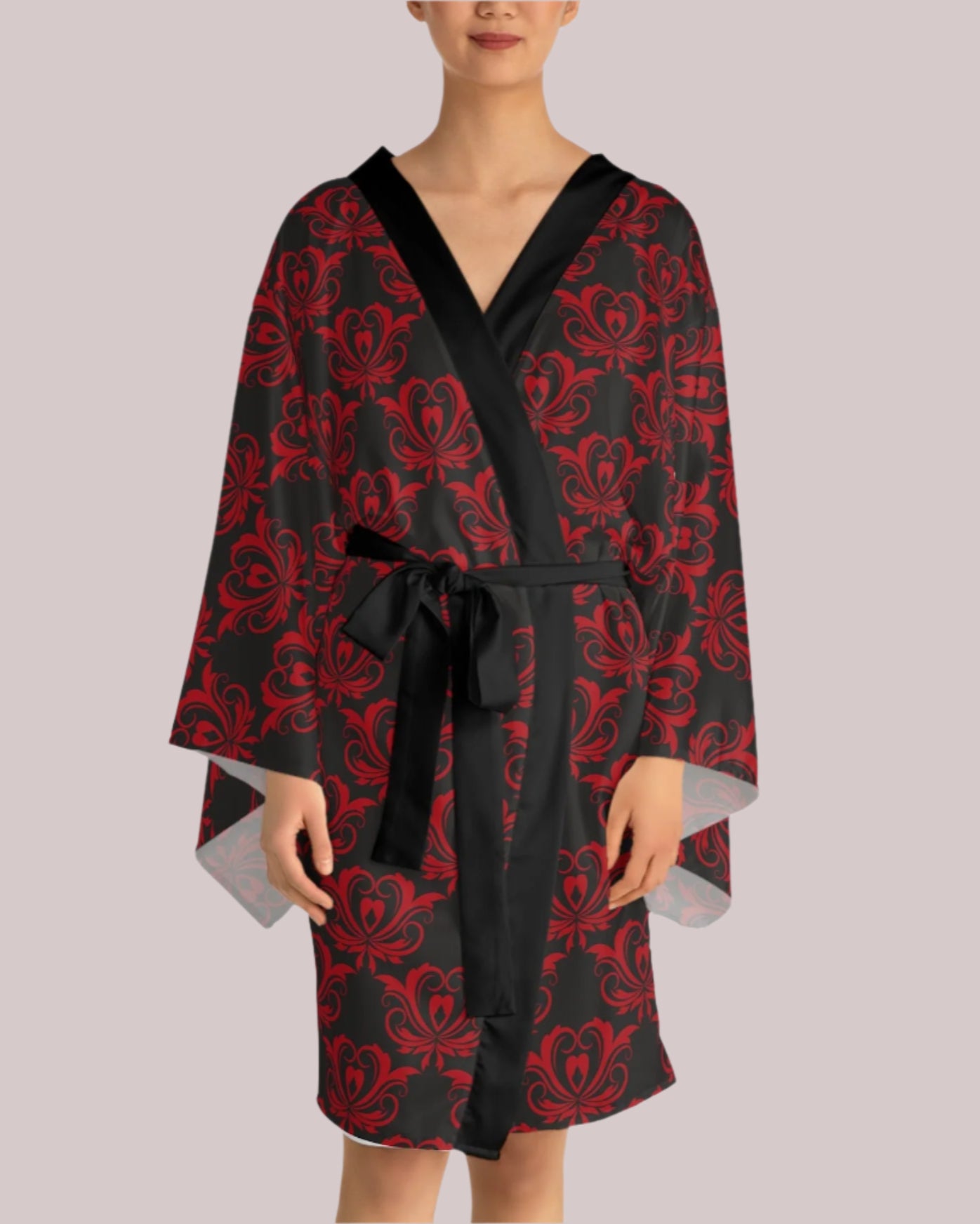 Red and Black Kimono Robe