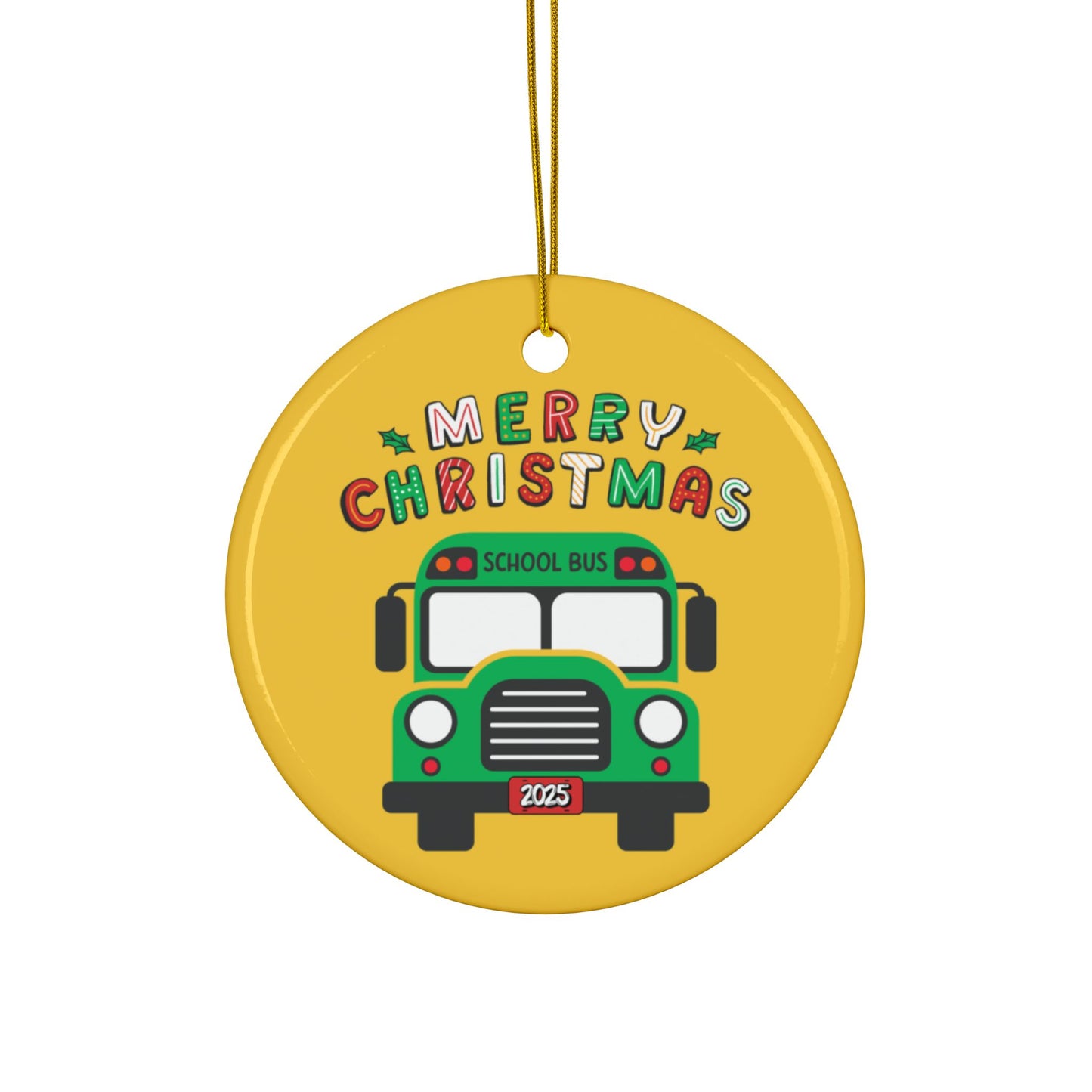 Christmas School Bus Ceramic Ornaments Set (1-10pcs)