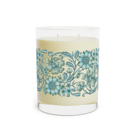 Victorian Floral Candle, Ocean Mist & Moss, Turquoise, 11oz