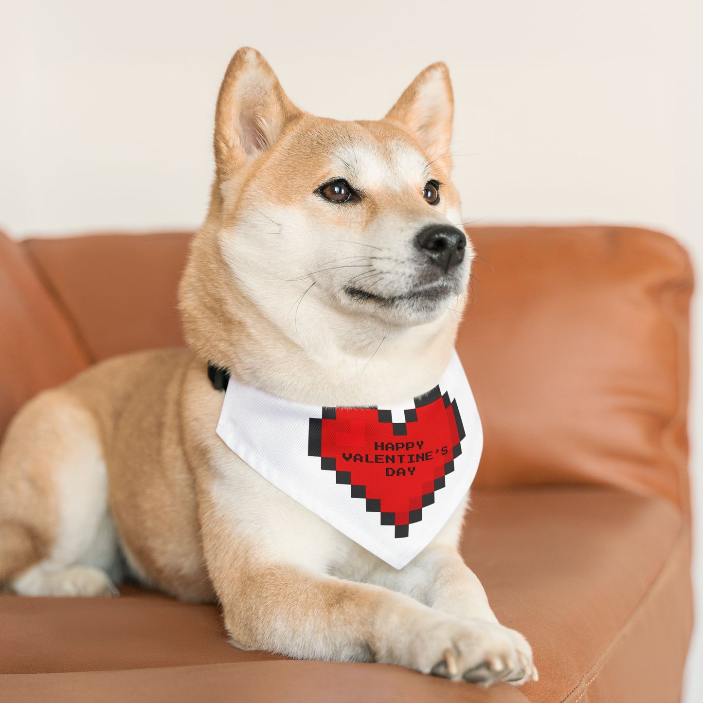 Happy Valentine's Day Pixelated Heart Pet Bandana Collar