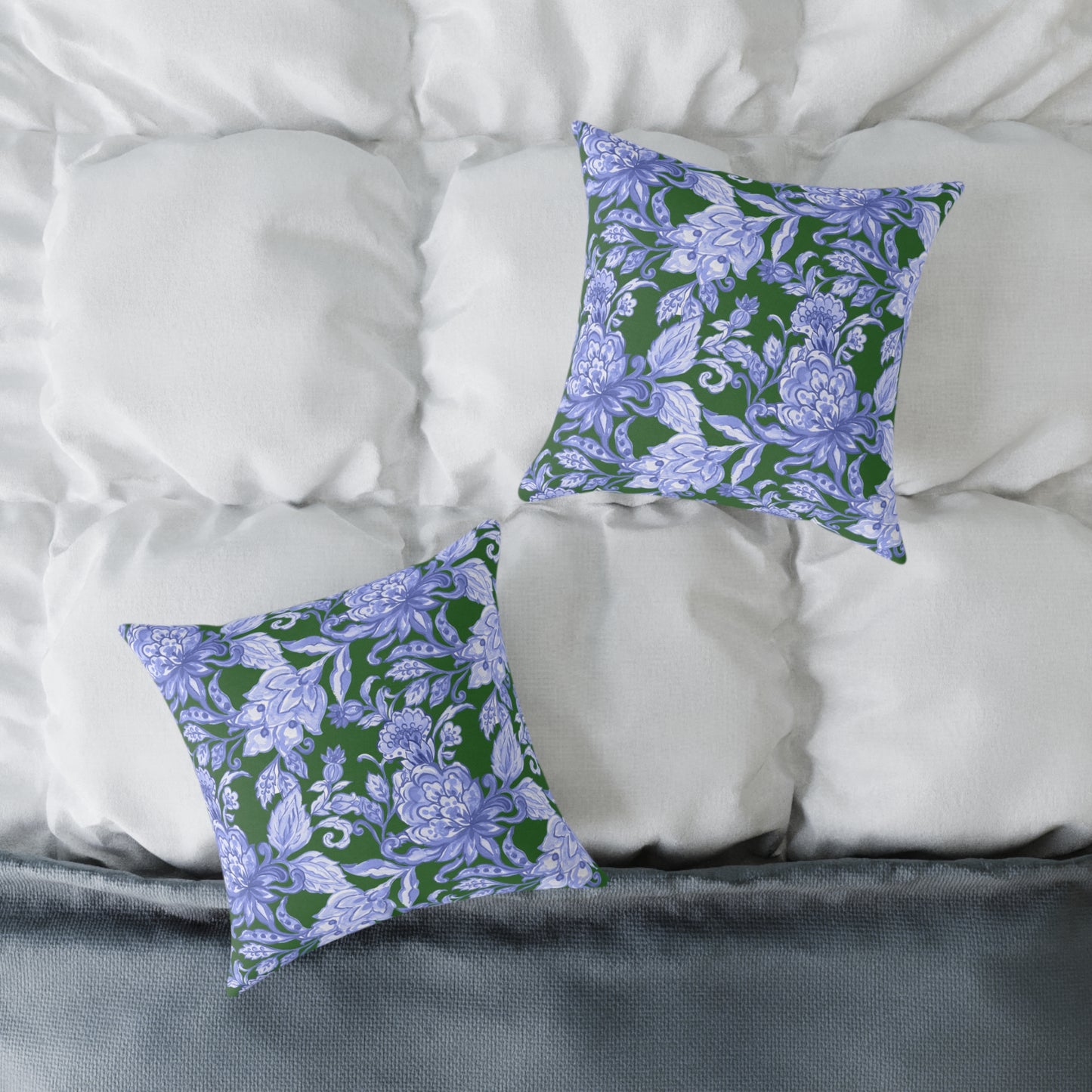 Blue Floral Decorative Pillow
