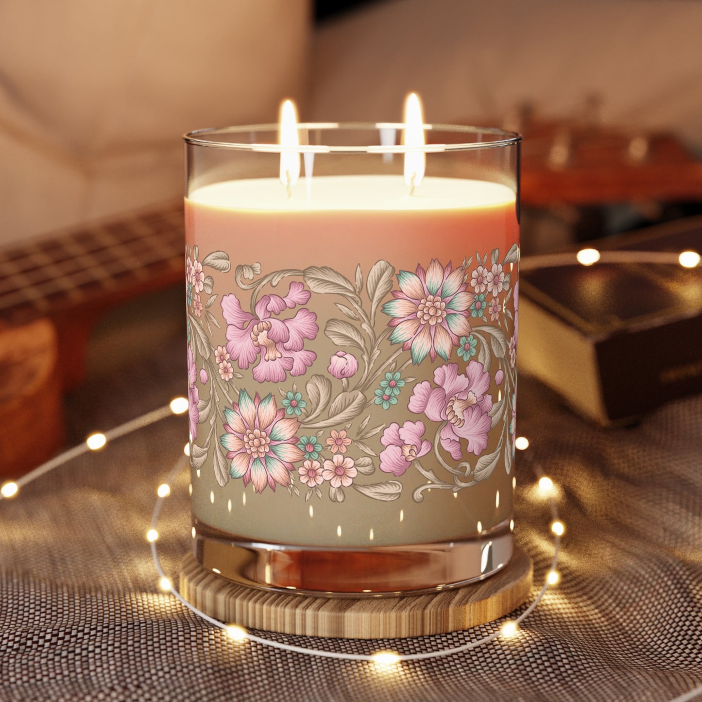 Victorian Floral Candle in Pink, 11oz
