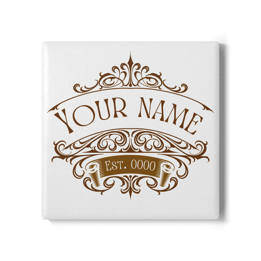 Custom Family Name Ceramic Coaster