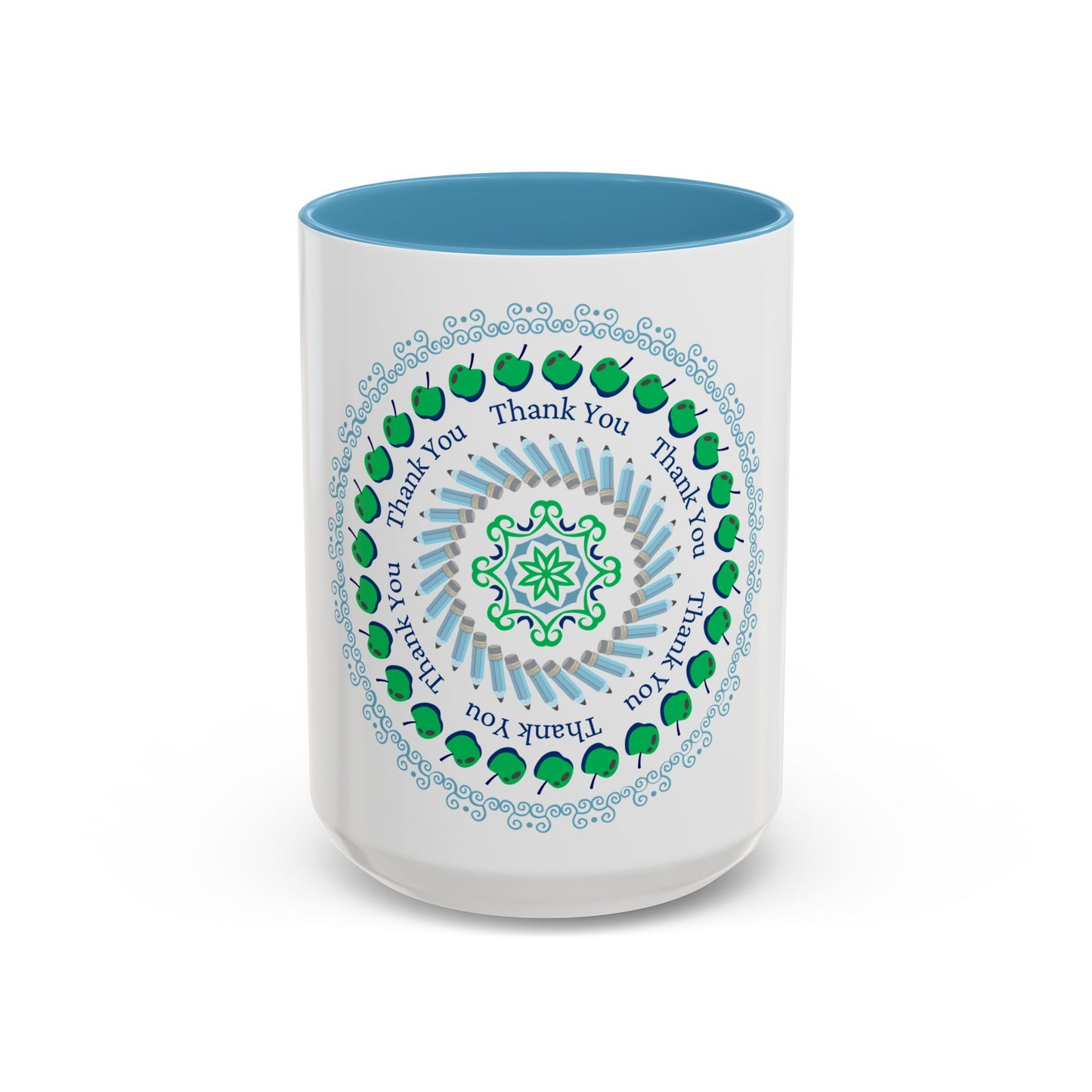 Thank You Green Apple Mandala Coffee Mug, 15oz