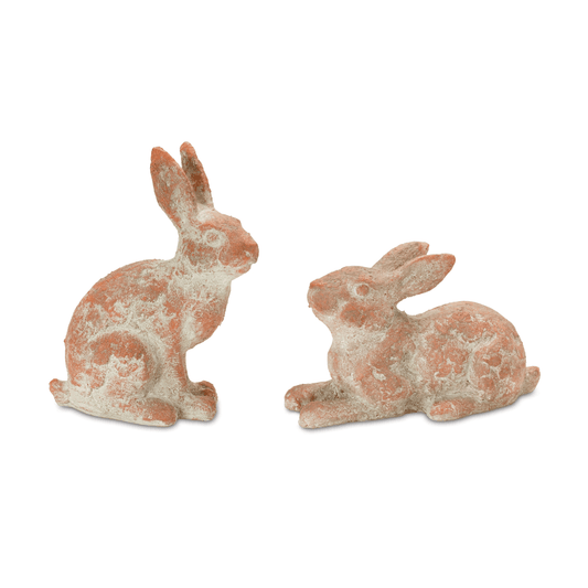 Distinguished Coral Pink Distressed Rabbit Statues-0