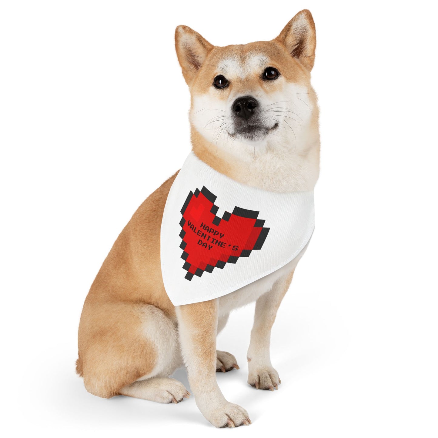 Happy Valentine's Day Pixelated Heart Pet Bandana Collar