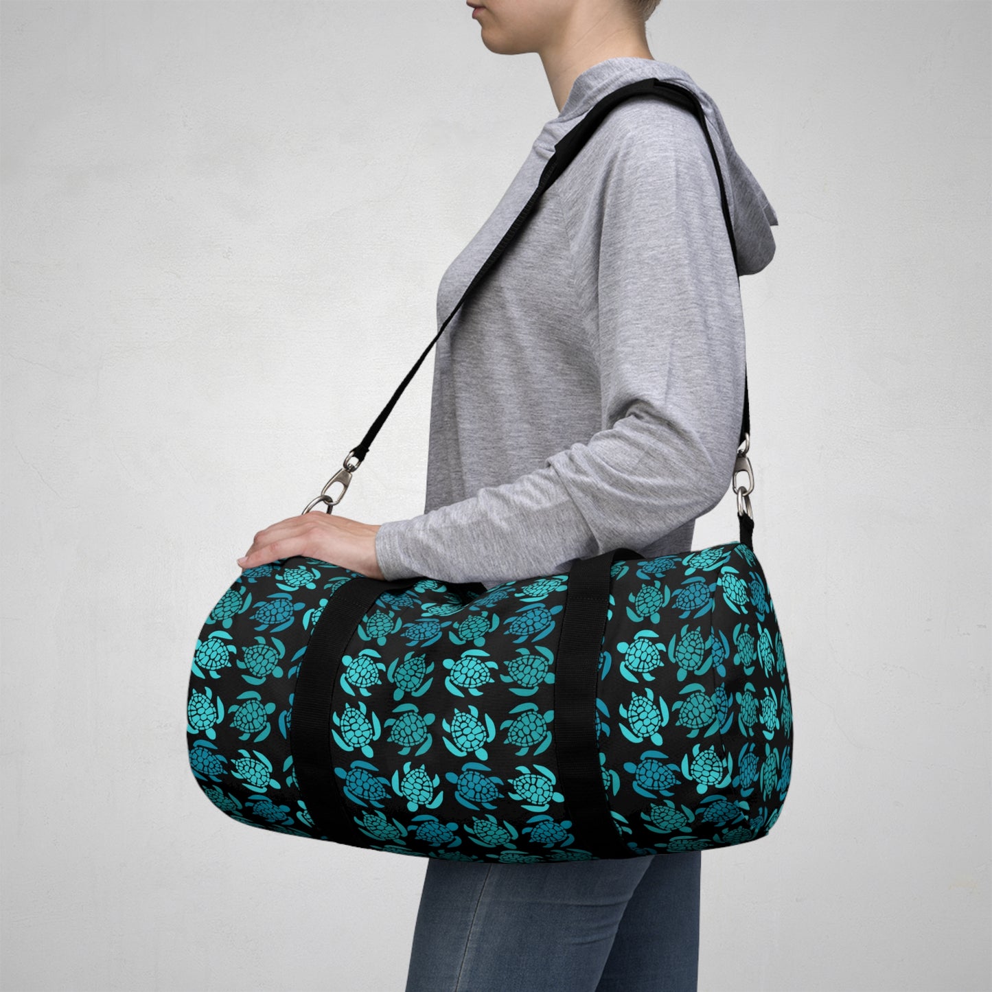 Teal Turtle Time Duffel Bag