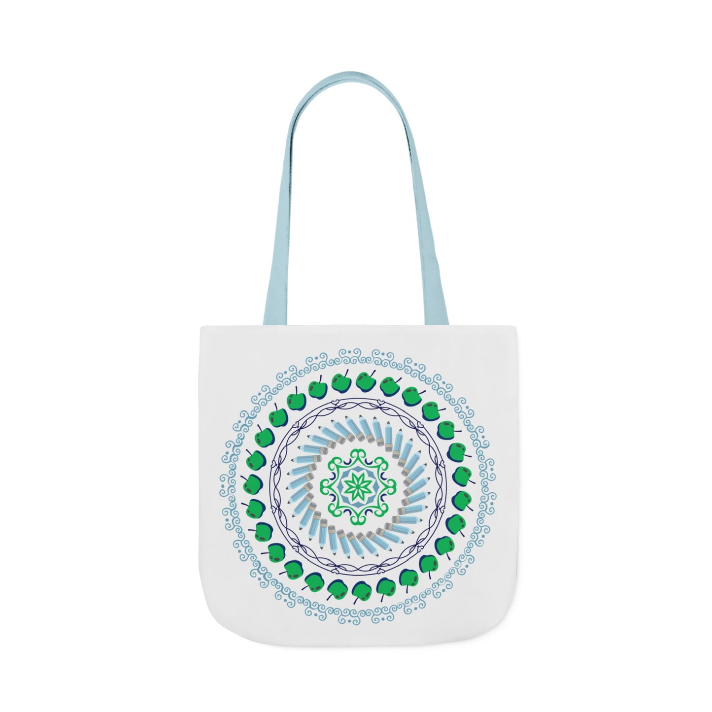 Green Apple Mandala Canvas Tote Bag, 18x18
