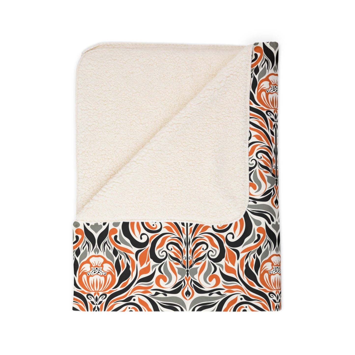 Fall Damask Fleece Sherpa Blanket