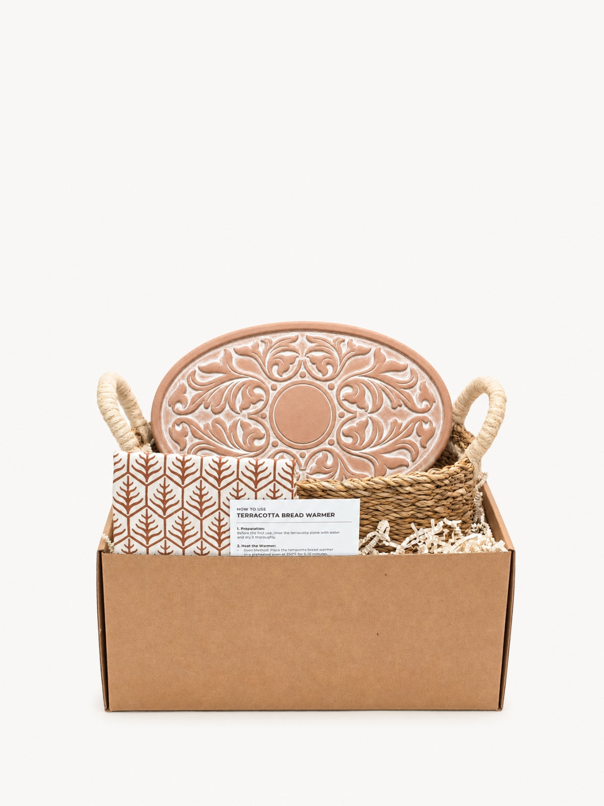 Bread Warmer & Basket Gift Set with Tea Towel - Vintage Vine Oval-0