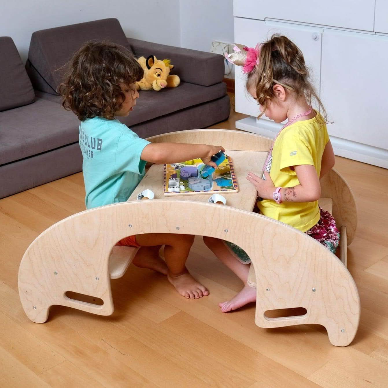 2in1 Montessori Seesaw and Table Chair Set-1
