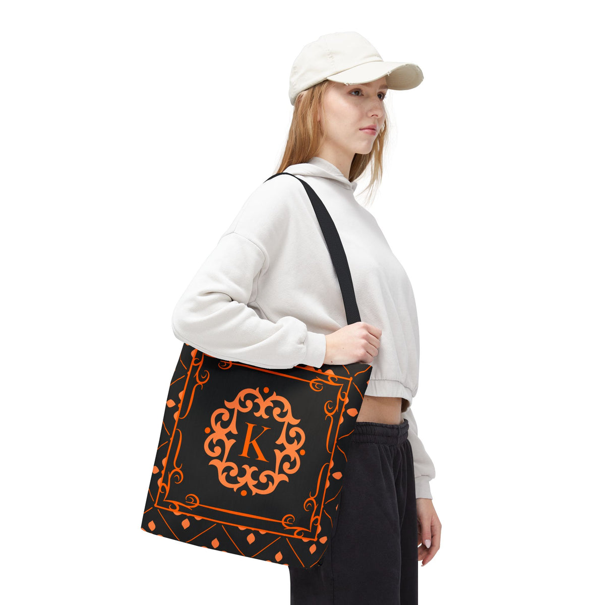 Monogram Halloween Motif Tote Bag 16x16