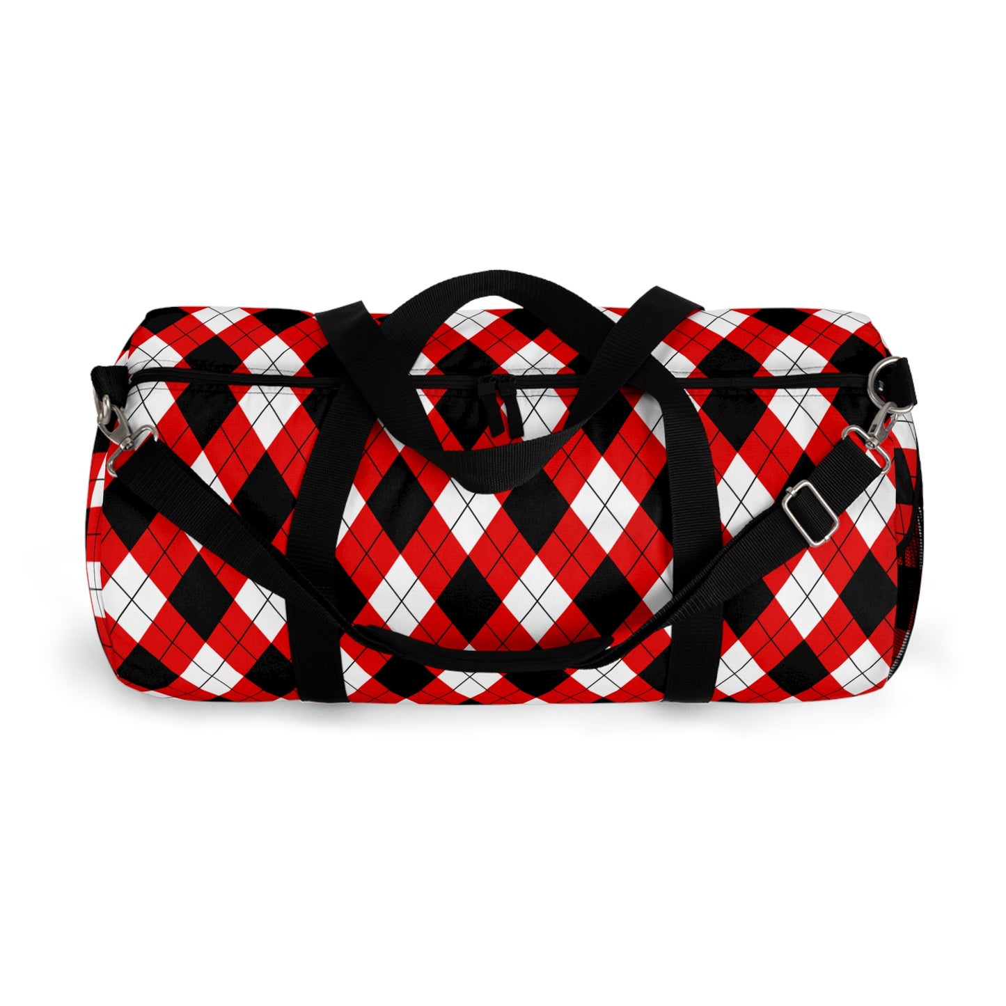Red & Black Argyle Duffel Bags