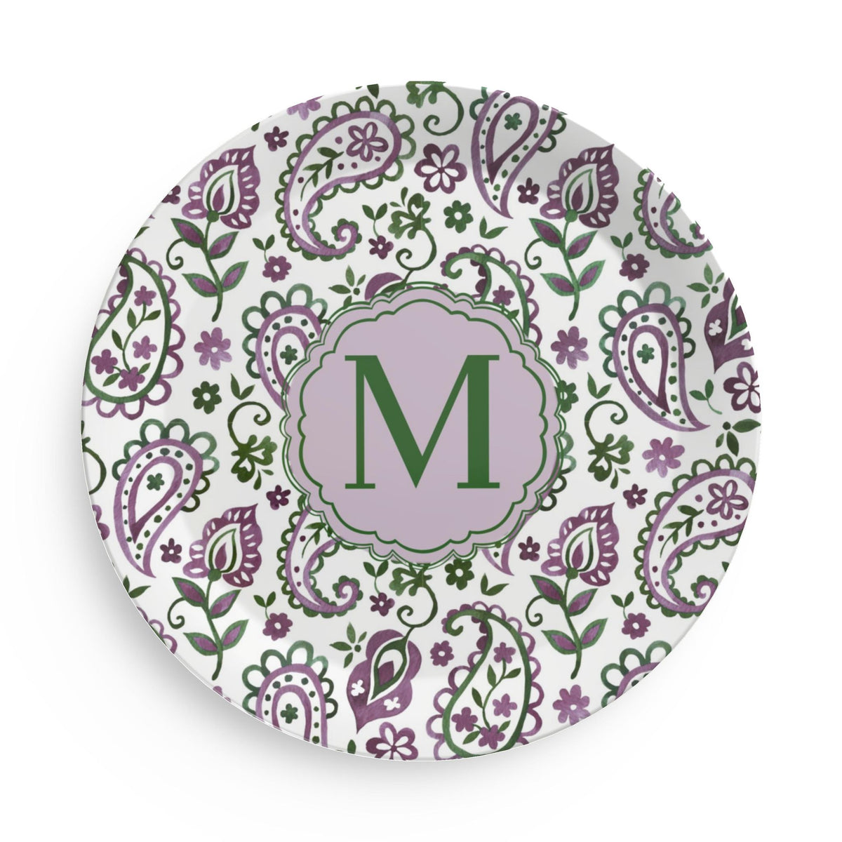 Paisley Picnic Monogram Party Plates