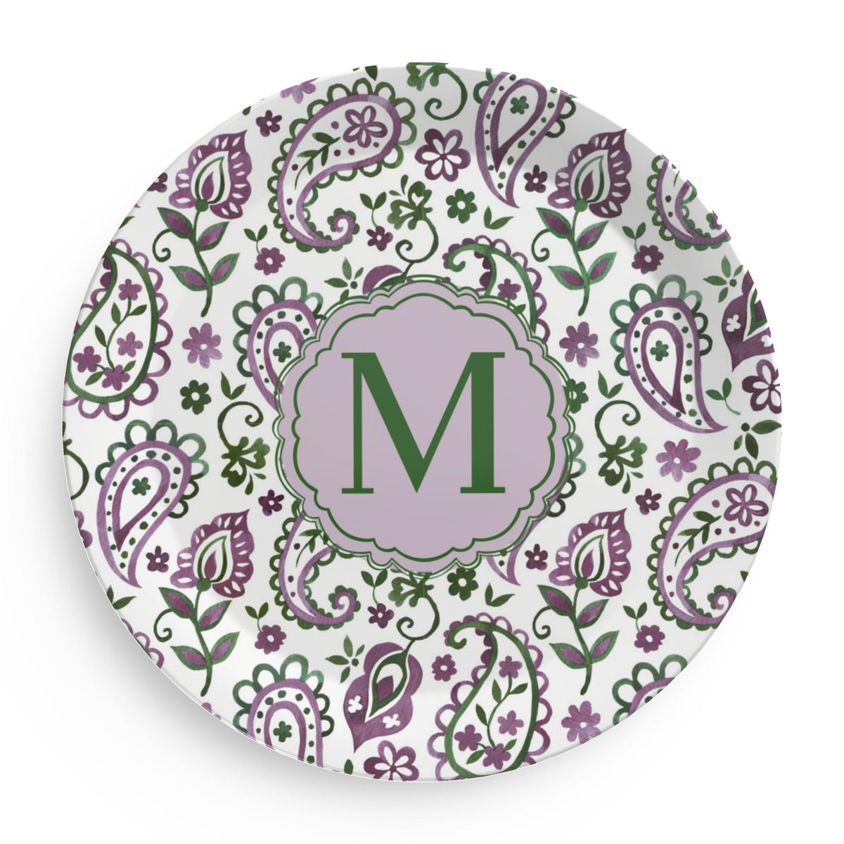 Paisley Picnic Monogram Party Plates