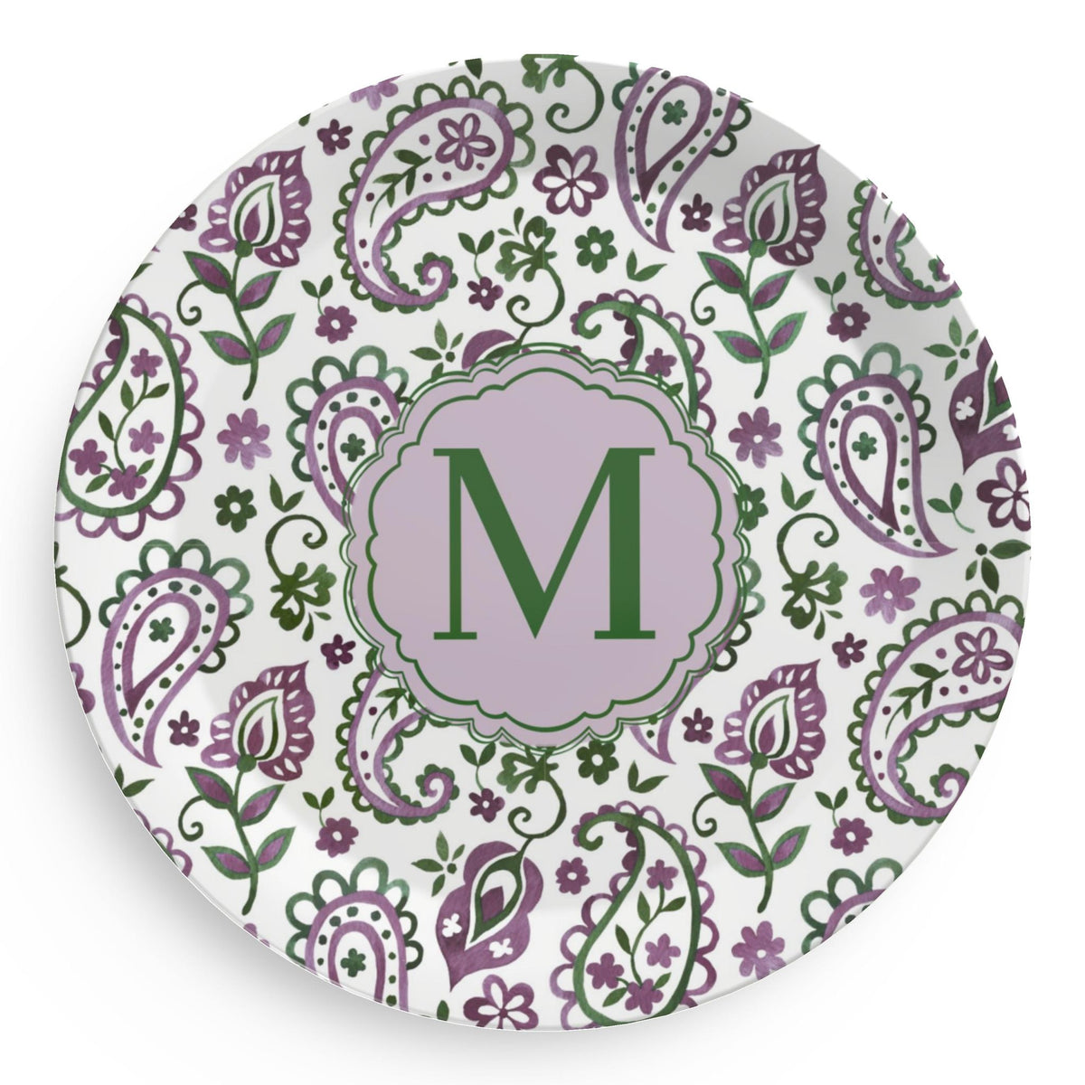 Paisley Picnic Monogram Party Plates