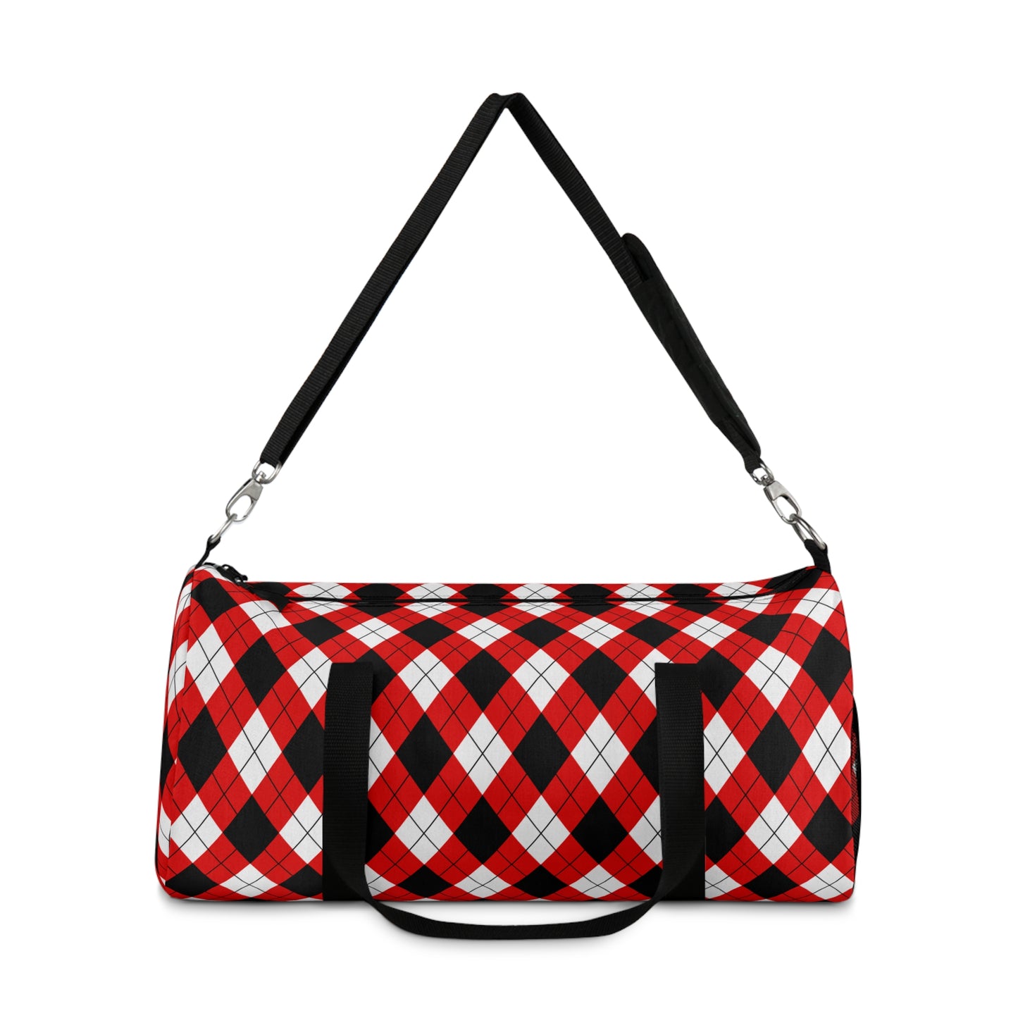 Red & Black Argyle Duffel Bags