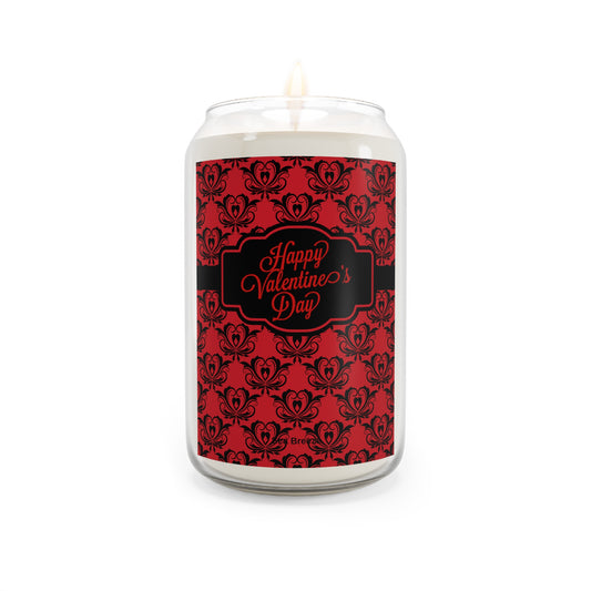 Happy Valentine's Day Red & Black Candle in Sea Breeze