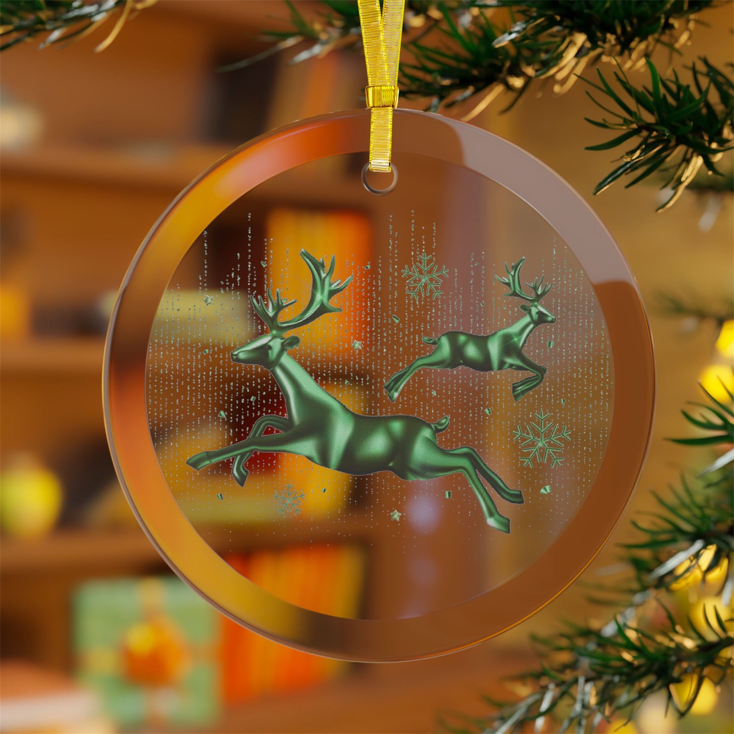 Winter Reindeer Glass Ornament