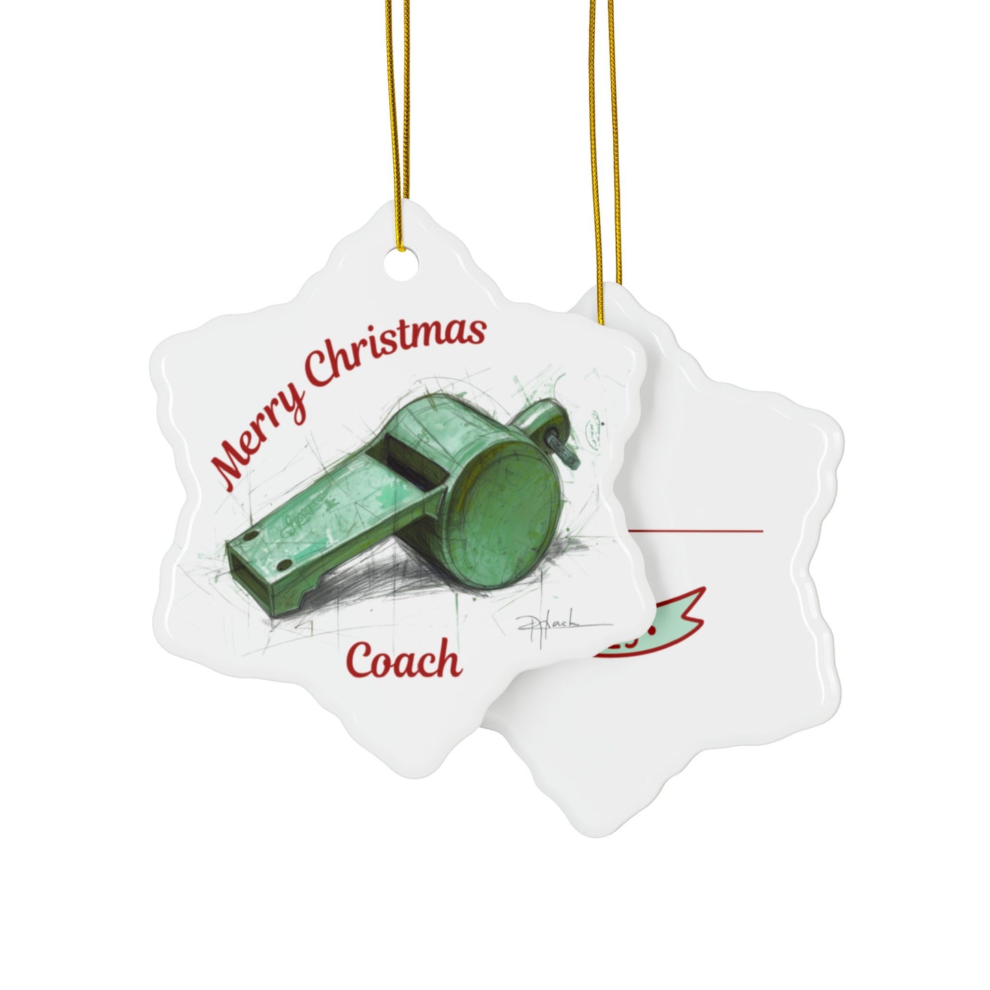 Merry Christmas Coach Ceramic Ornament