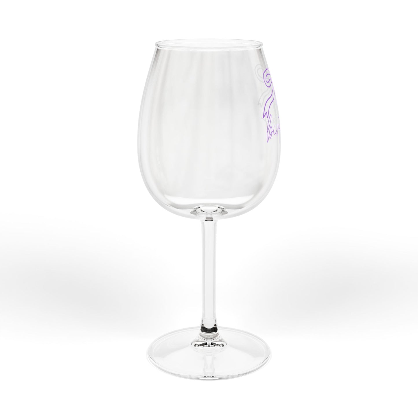 Purple Happy Birthday Ribbon Wine Glass, 12oz