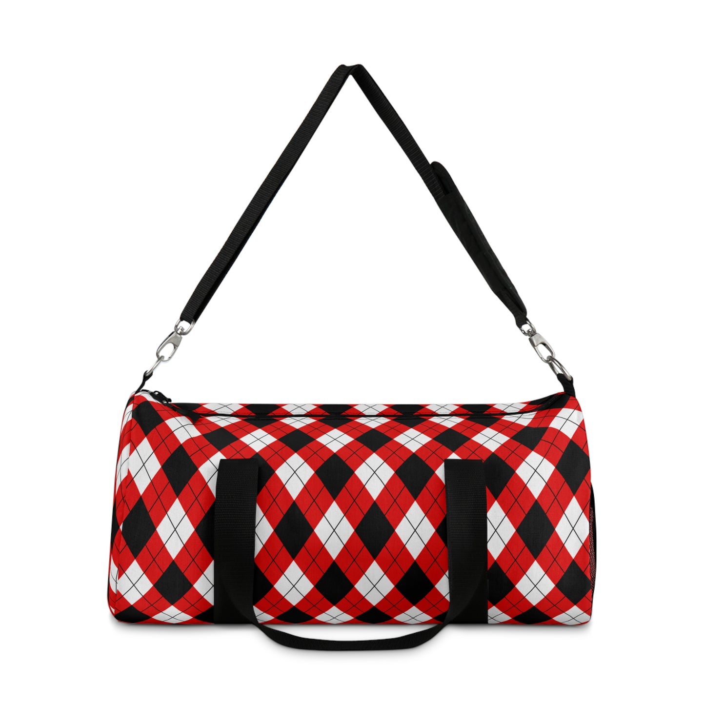 Red & Black Argyle Duffel Bags