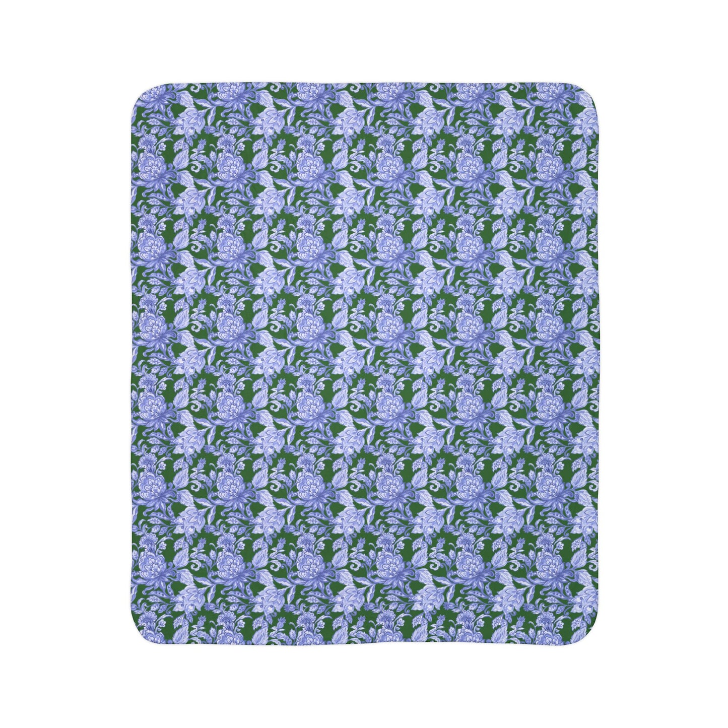 Blue Floral Fleece Sherpa Blanket