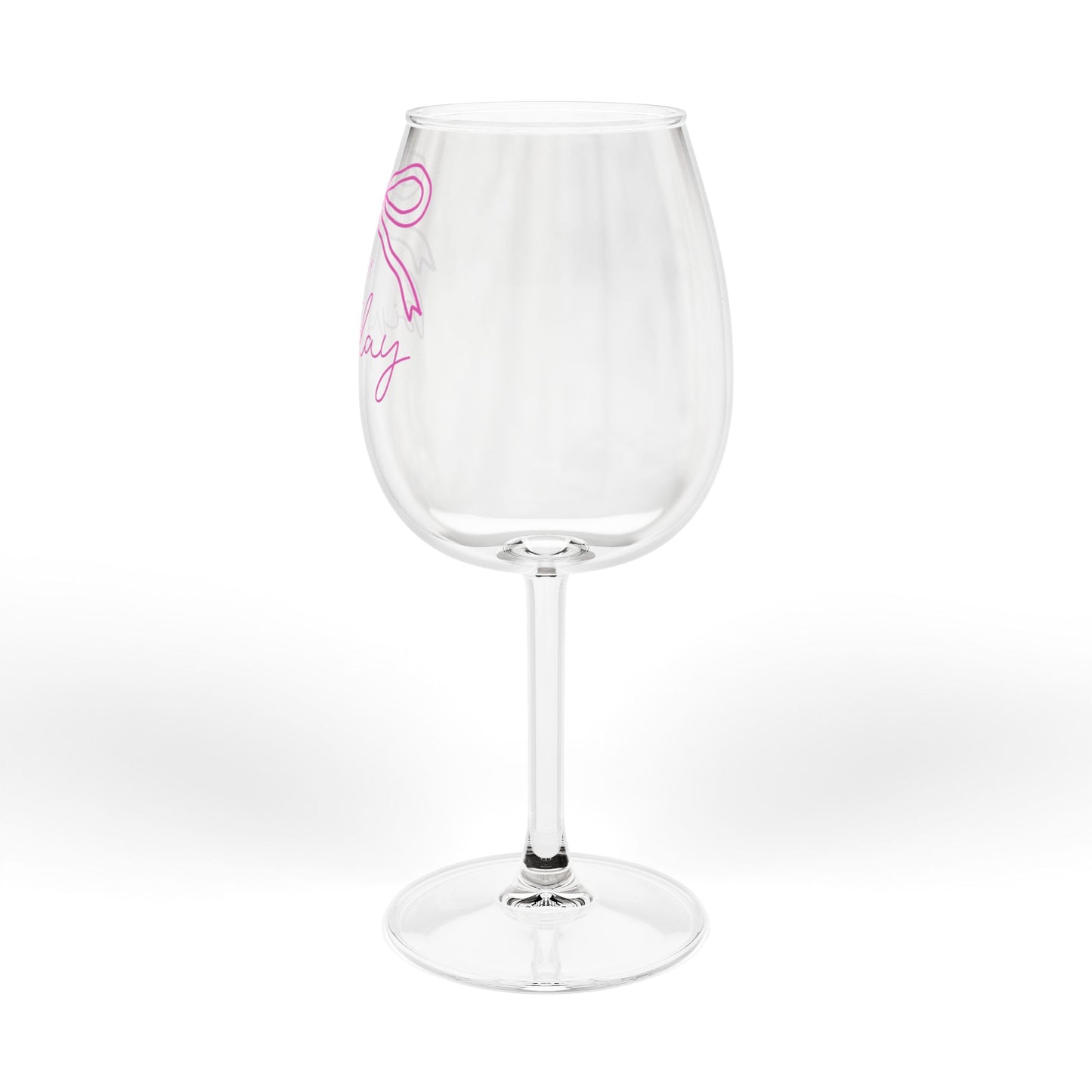 Pink Happy Birthday Ribbon Wine Glass, 12oz