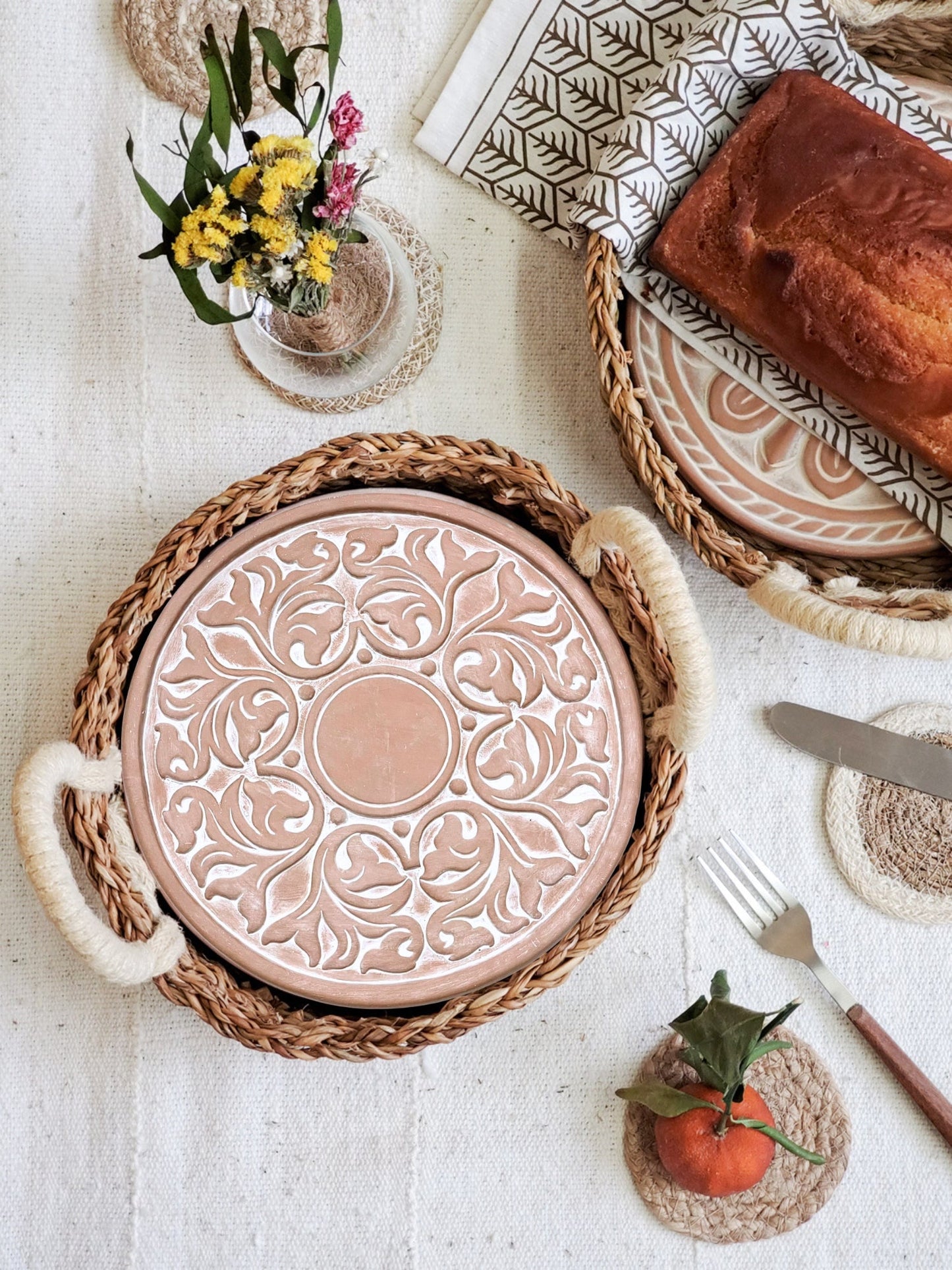 Bread Warmer & Basket - Vintage Vine Round-2