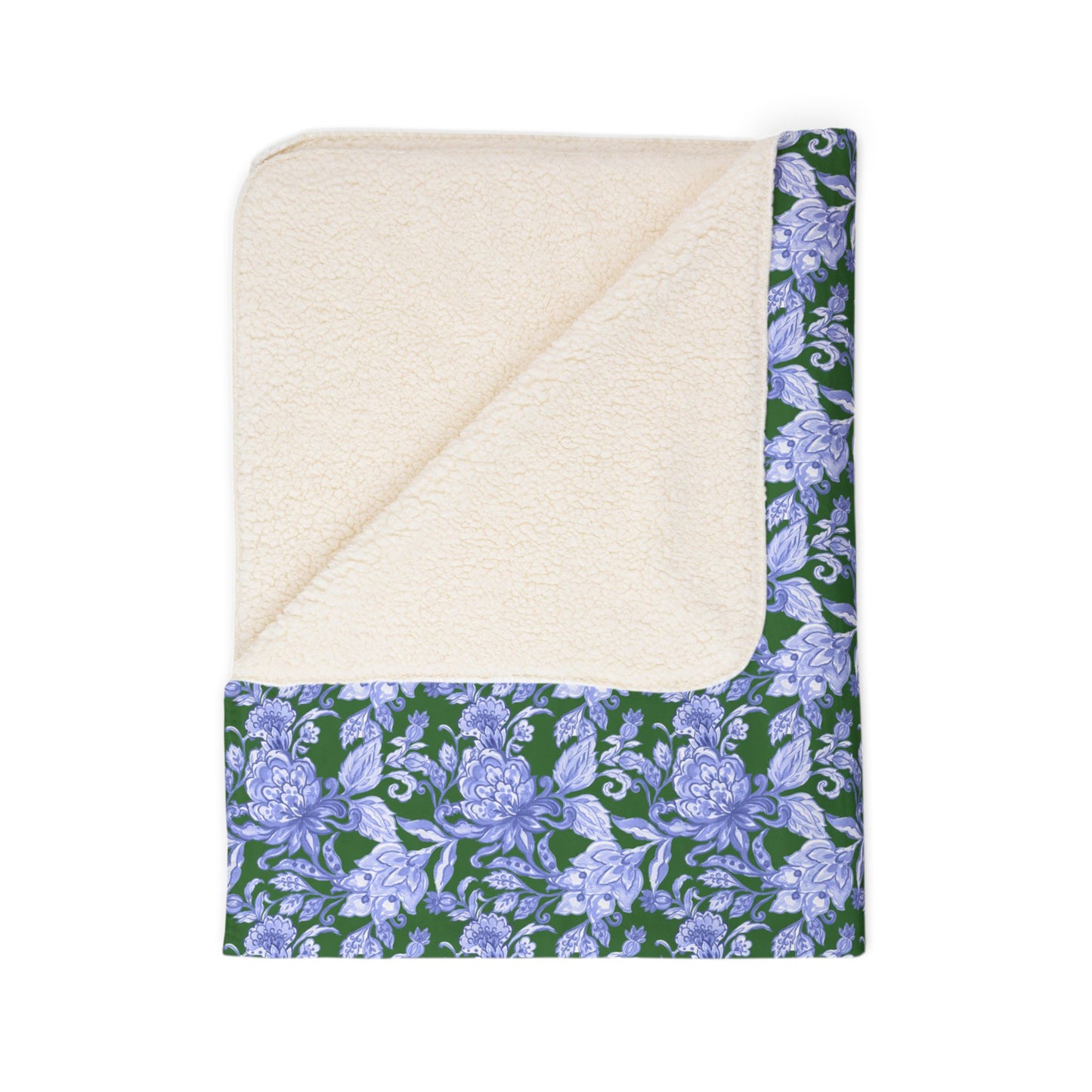 Blue Floral Fleece Sherpa Blanket