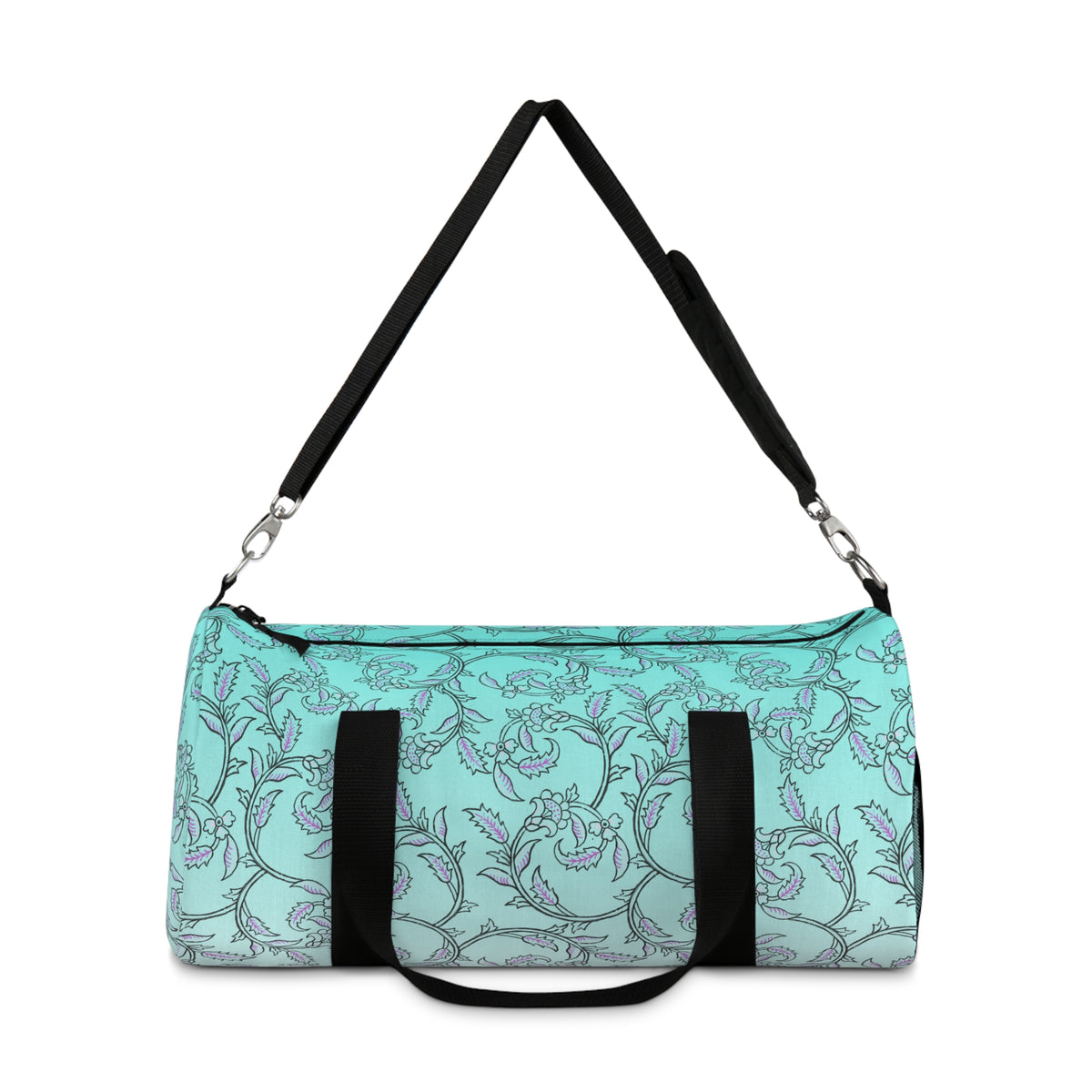 Blue Floral Vine Duffel Bag