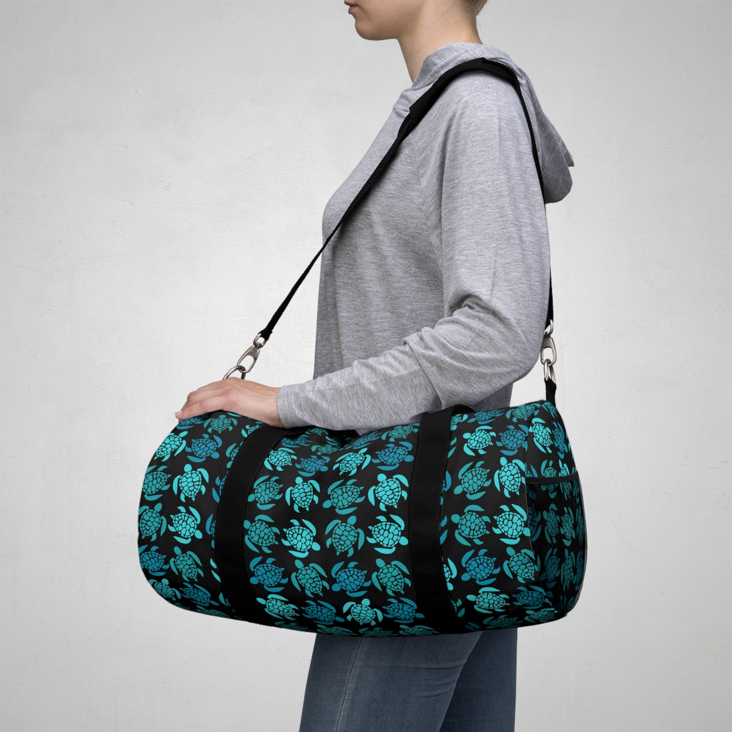 Teal Turtle Time Duffel Bag