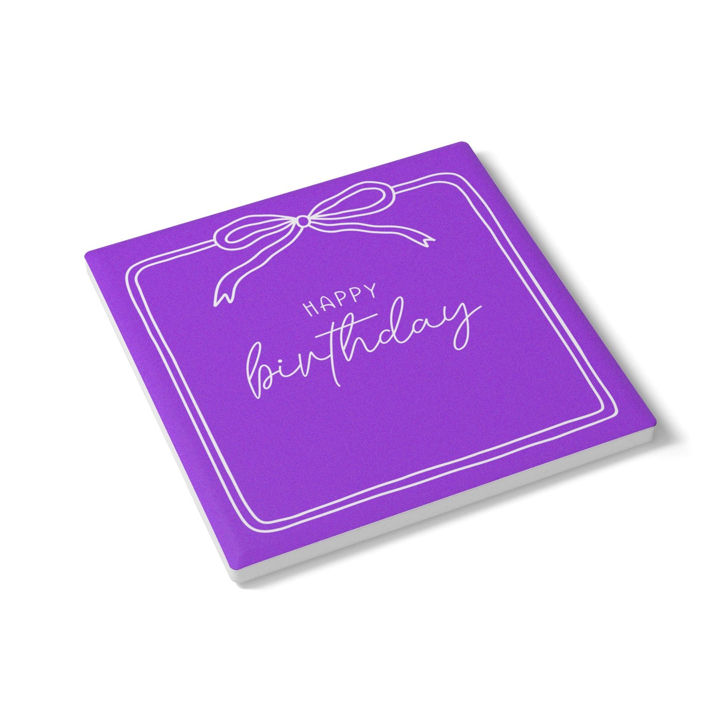 Purple Happy Birthday Ribbon Coaster
