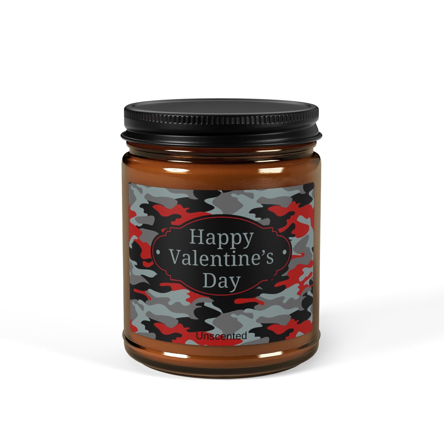 Happy Valentine's Day Camo Unscented Candle