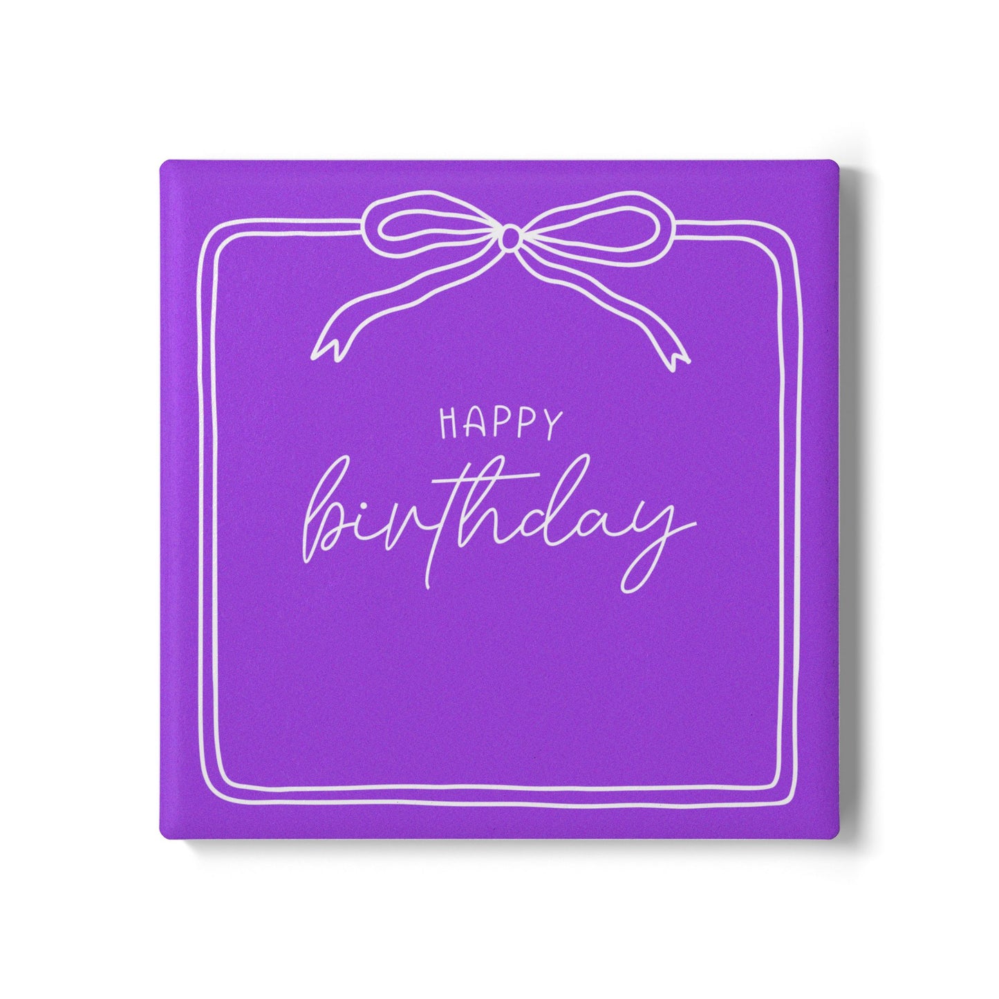 Purple Happy Birthday Ribbon Coaster
